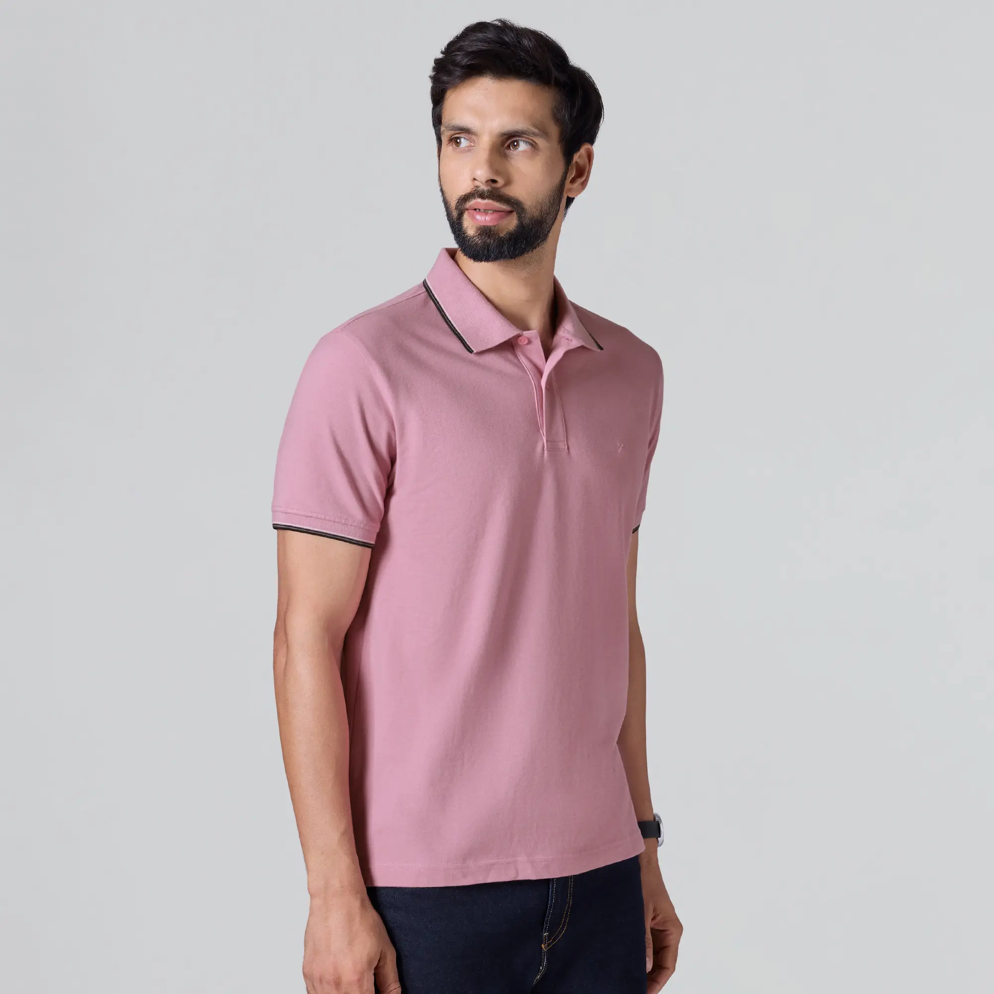 Accent Cotton Polo T-shirt - Blush Pink - Image 4