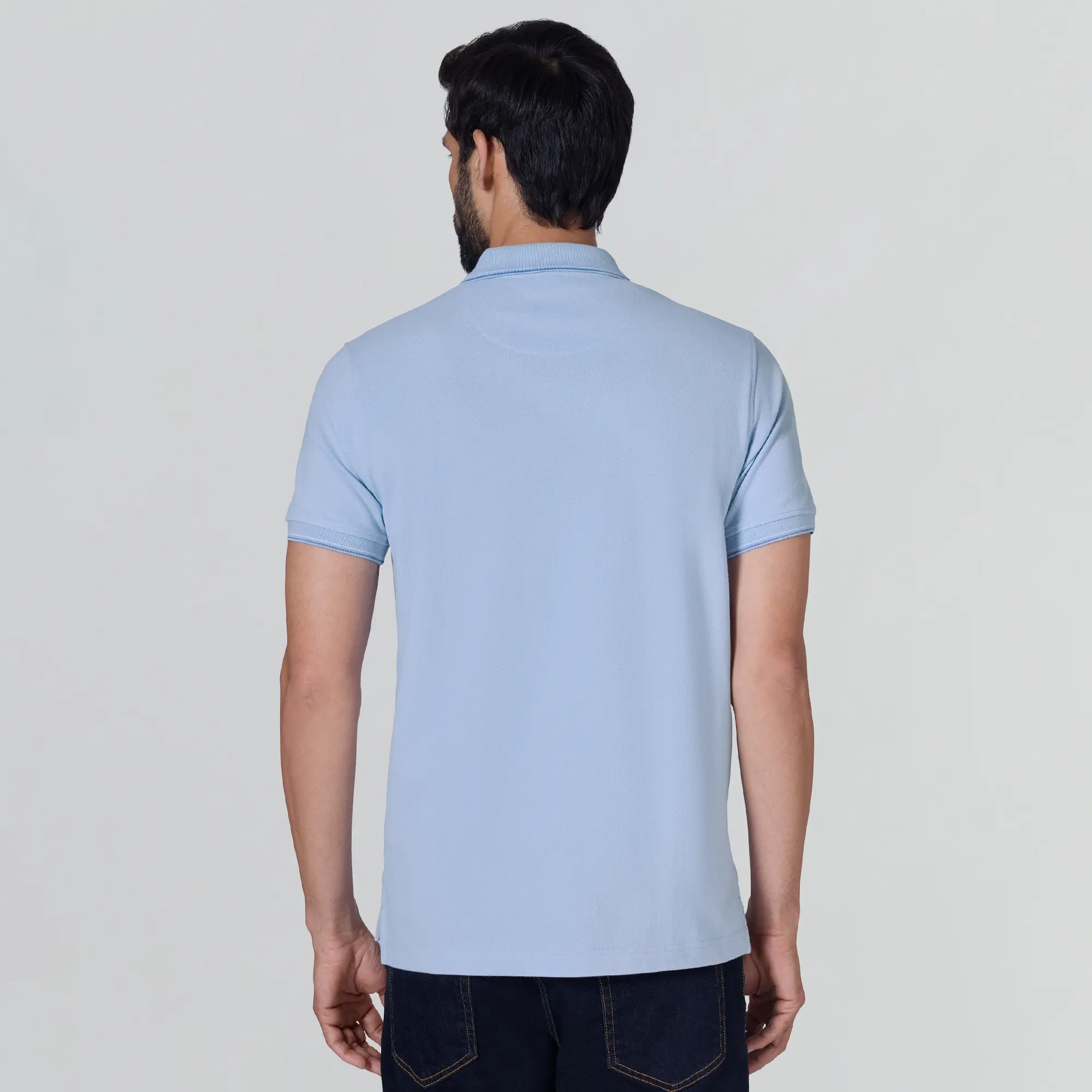 Accent Cotton Polo T-shirt - Sky Blue - Image 5