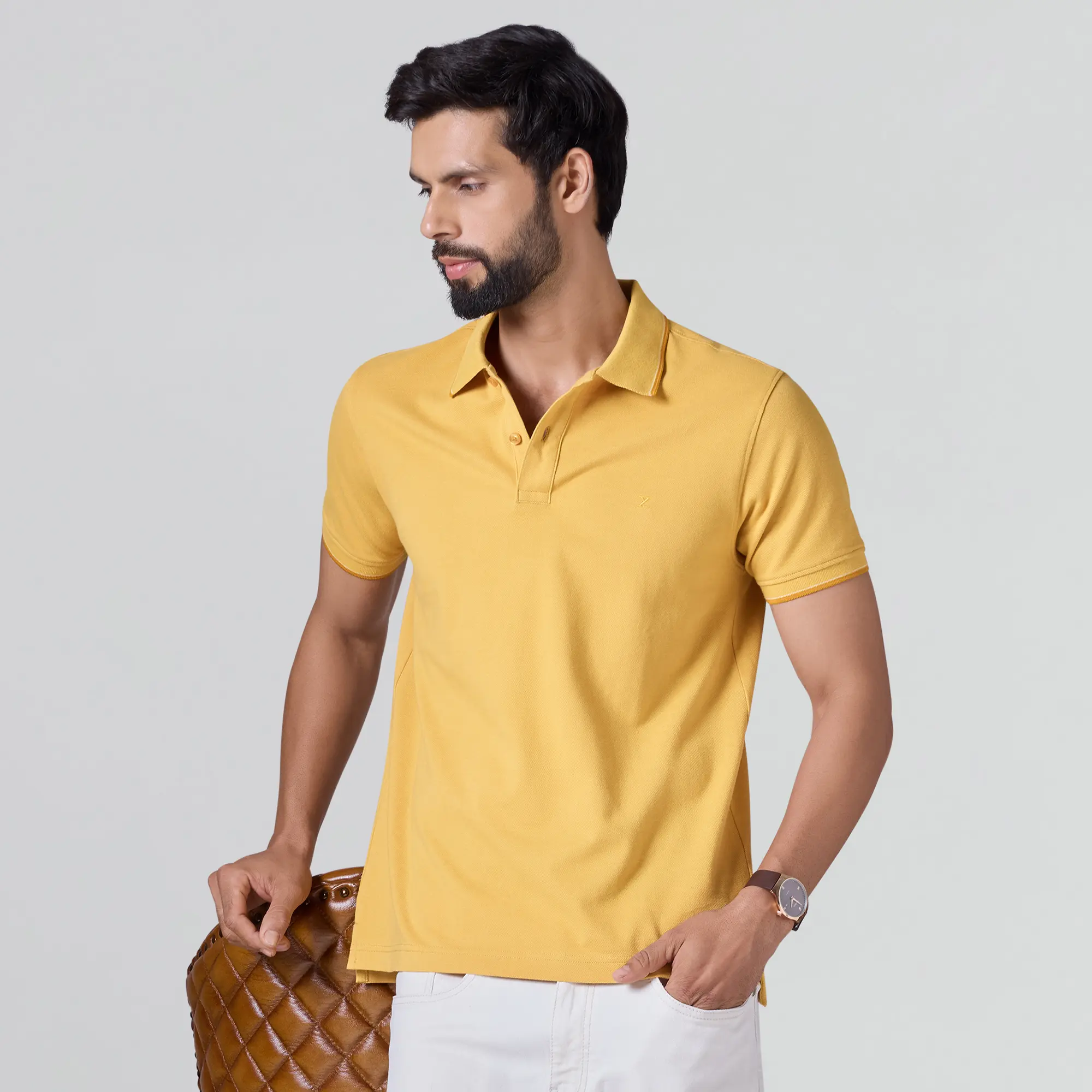Accent Cotton Polo T-shirt - Sunshine Yellow - Image 4