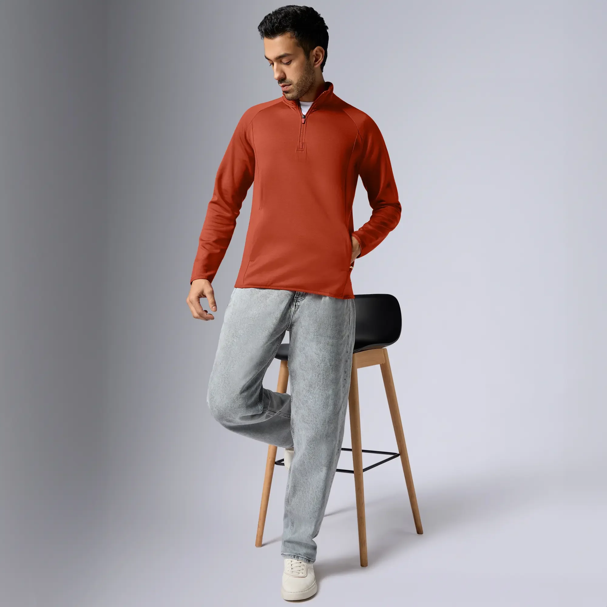 Alpha Half Zip Sweatshirt Auburn Red - Image 4