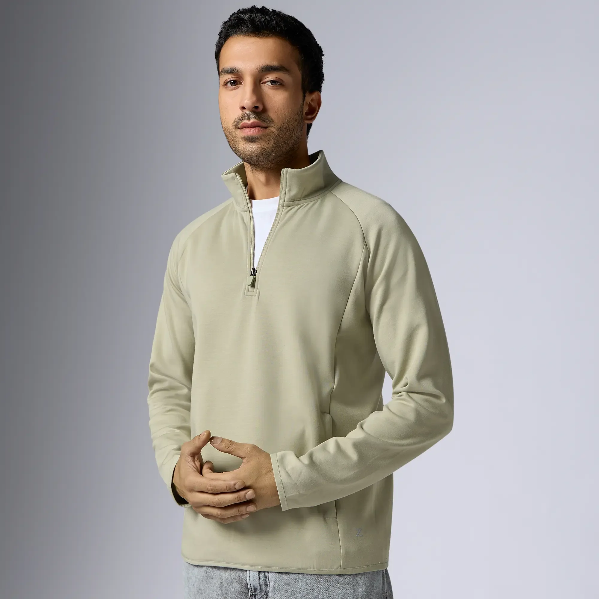 Alpha Half Zip Sweatshirt Cascade Grey - Image 2