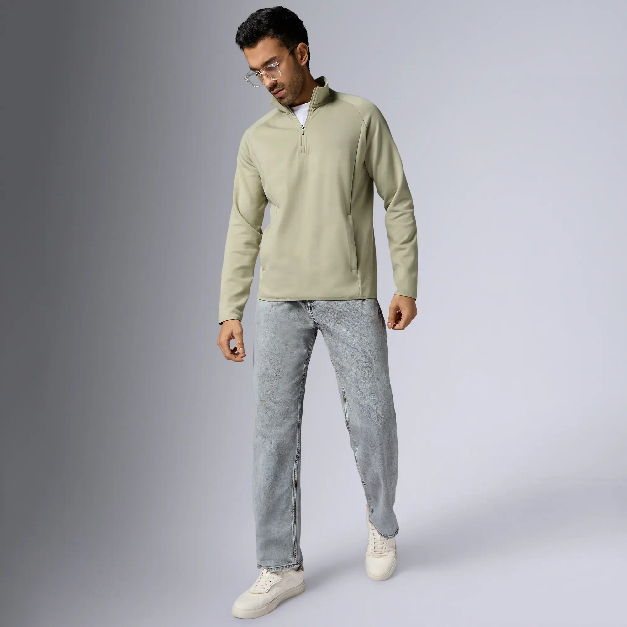 Alpha Half Zip Sweatshirt Cascade Grey - Image 3