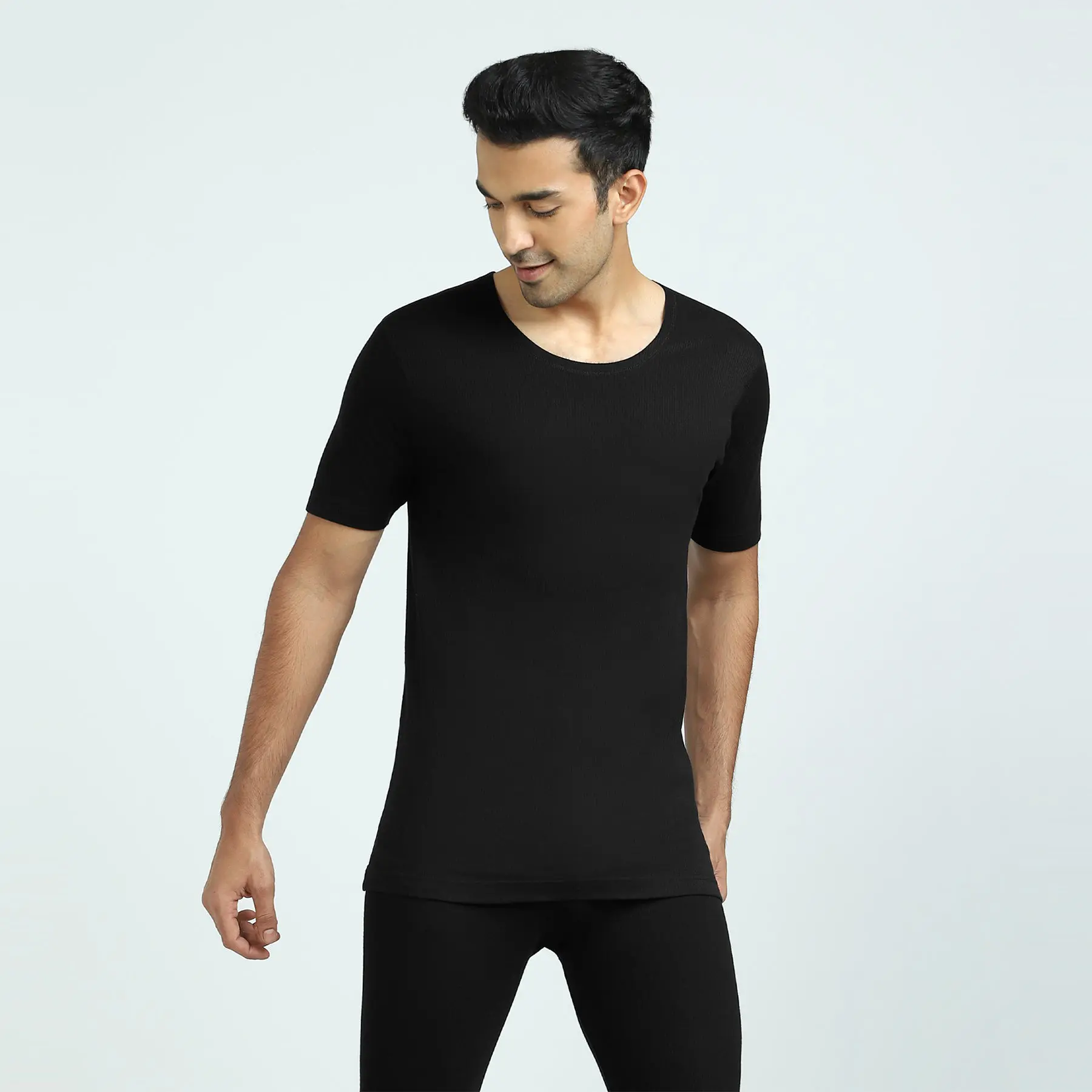 Cotton Rich Short Sleeve Thermal Set Pitch Black - Image 2