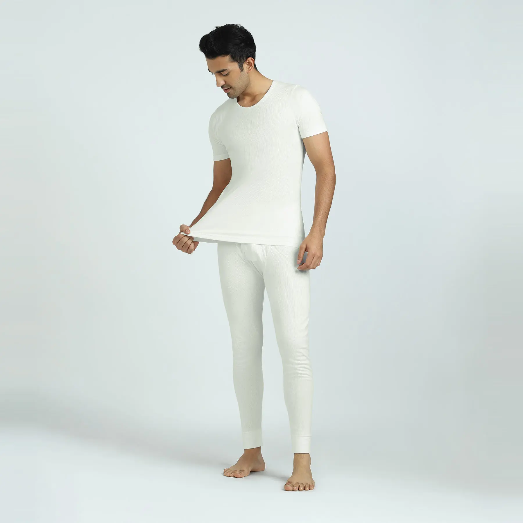 Cotton Rich Short Sleeve Thermal Set Ivory white - Image 2