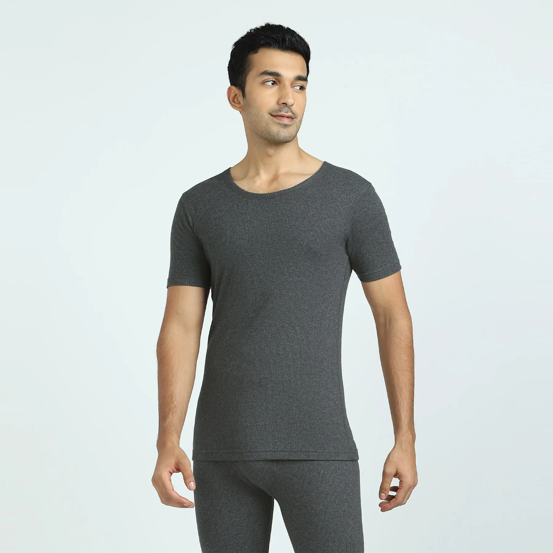 Cotton Rich Short Sleeve Thermal Set Graphite Grey - Image 2