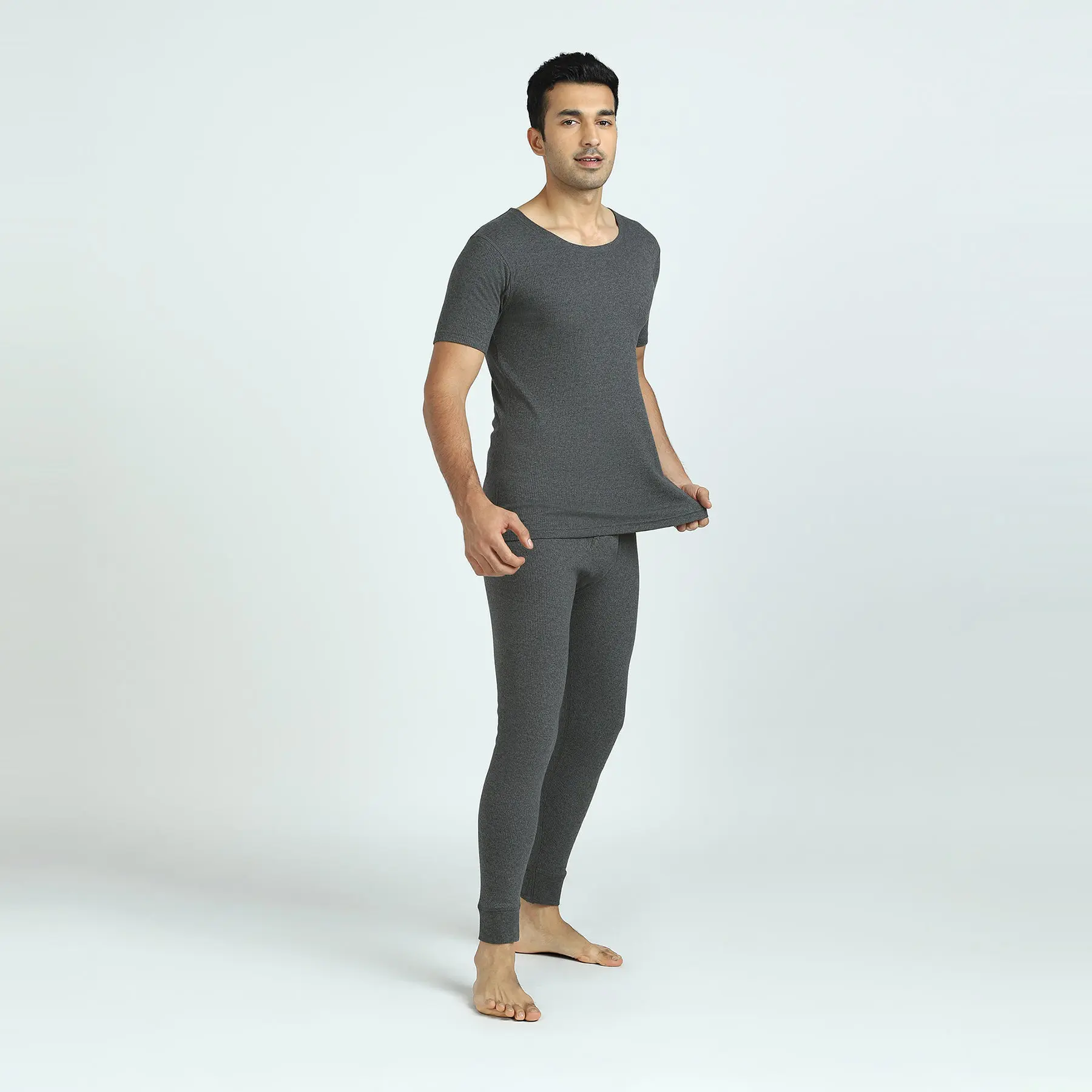 Cotton Rich Short Sleeve Thermal Set Graphite Grey - Image 3
