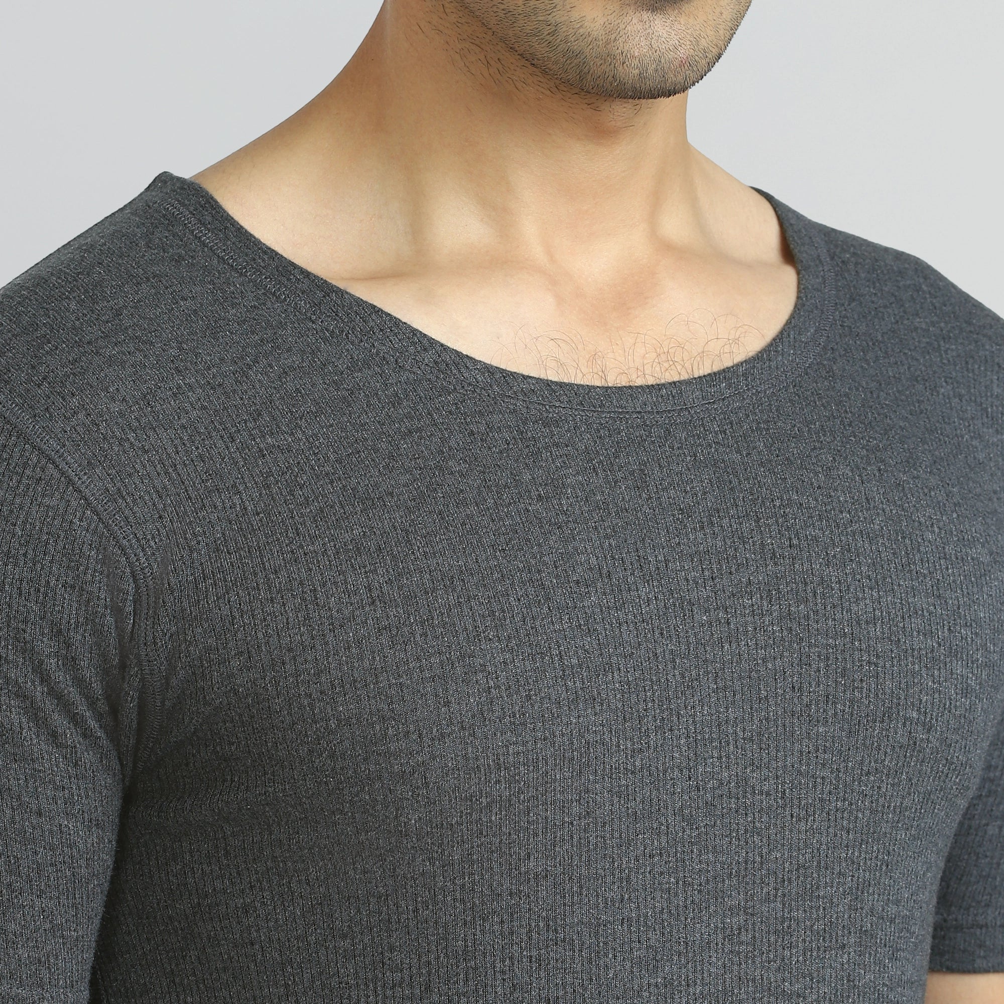 Cotton Rich Thermal Short Sleeve Vest Graphite Grey - Image 6