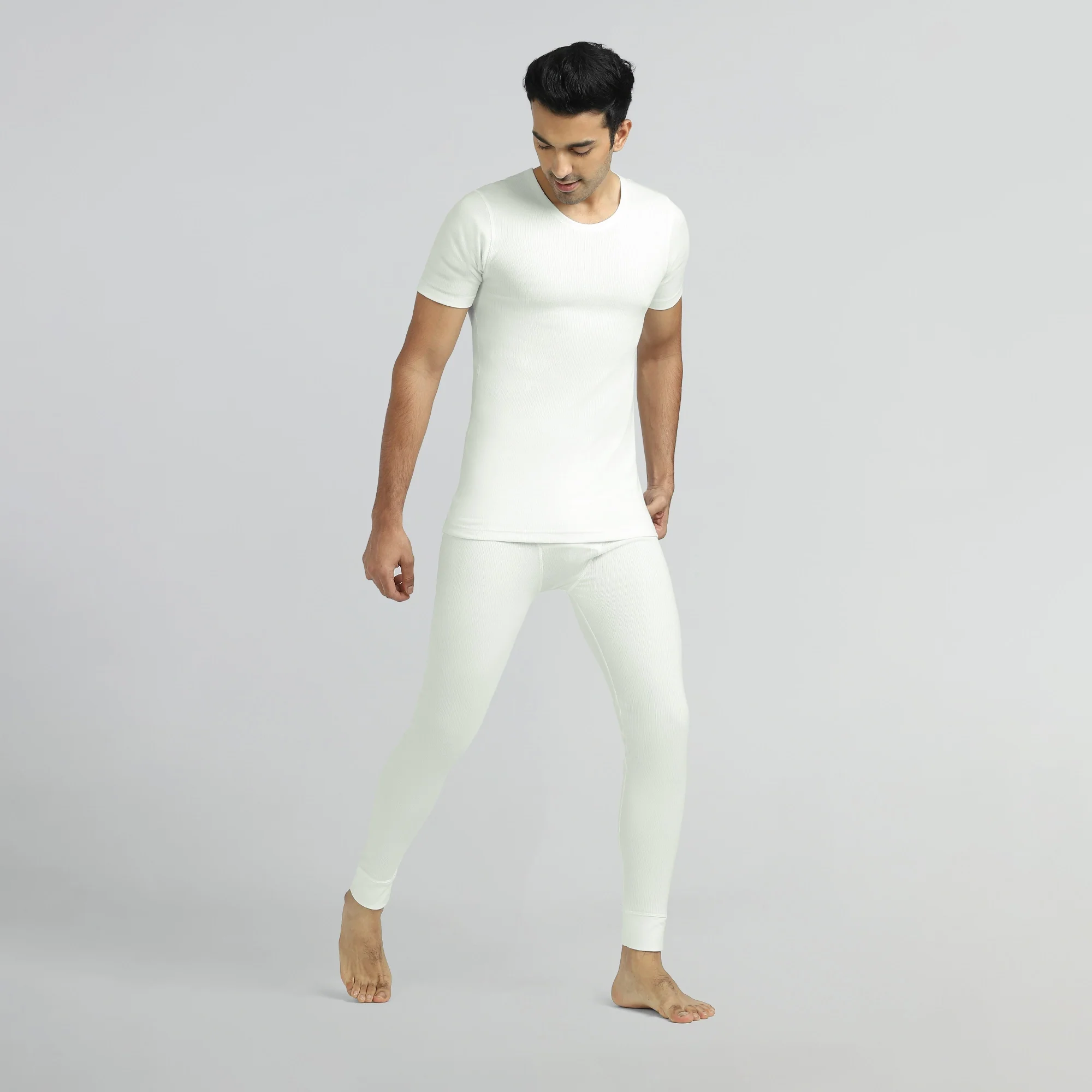 Cotton Rich Thermal Short Sleeve Vest Ivory White - Image 2
