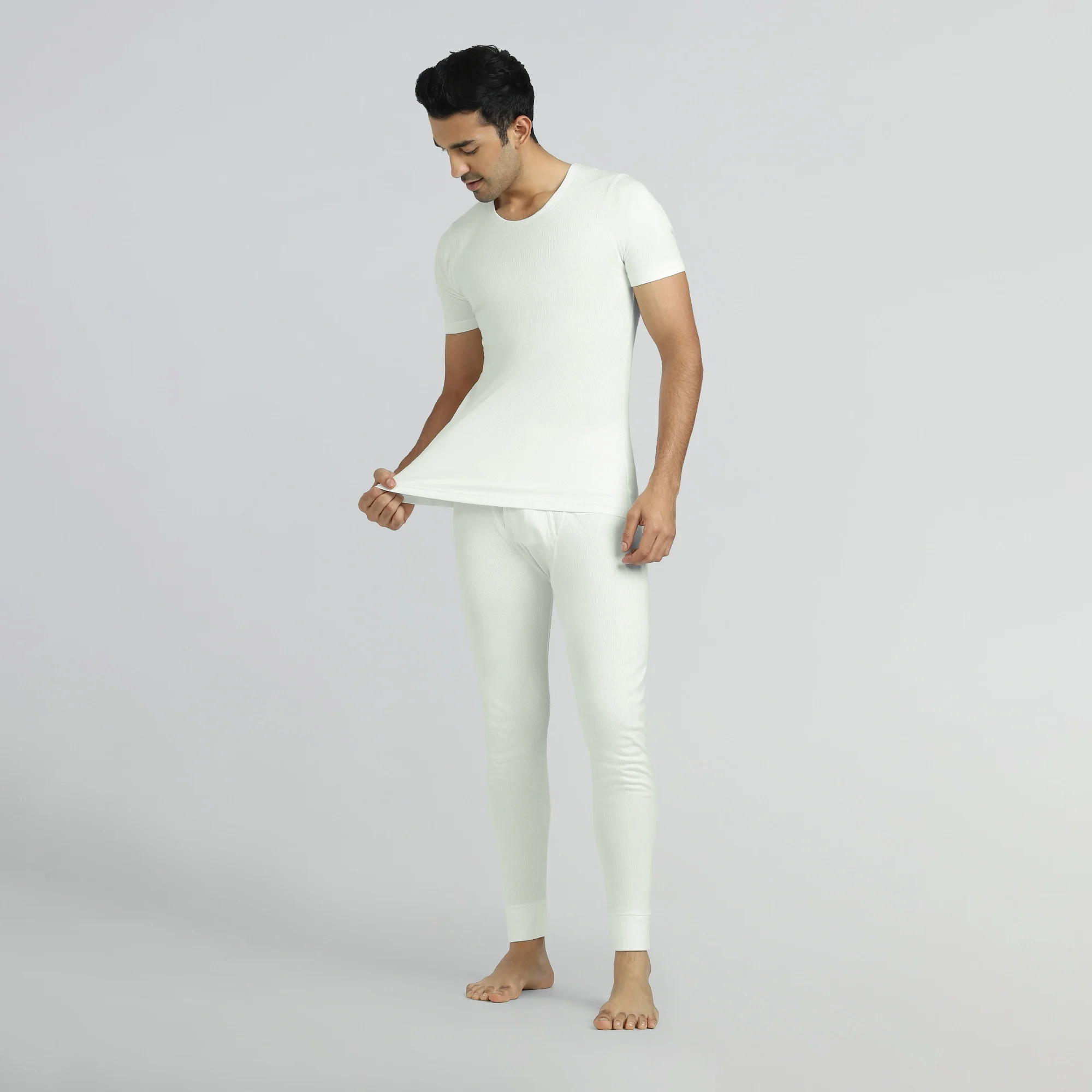 Cotton Rich Thermal Short Sleeve Vest Ivory White - Image 4