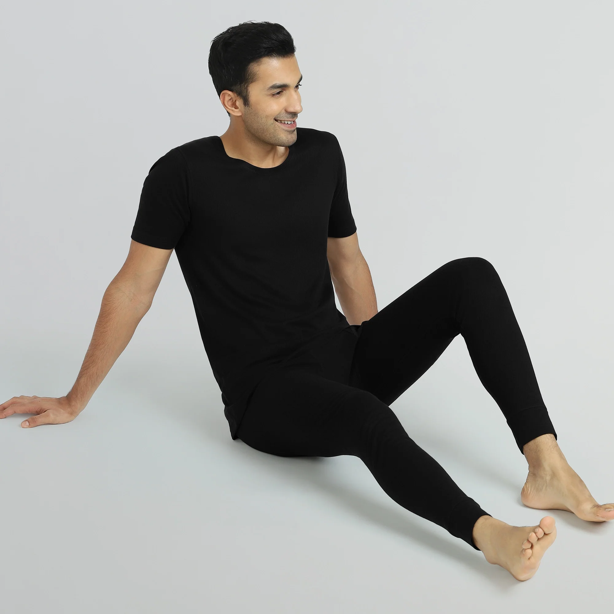 Cotton Rich Thermal Short Sleeve Vest Pitch Black - Image 3