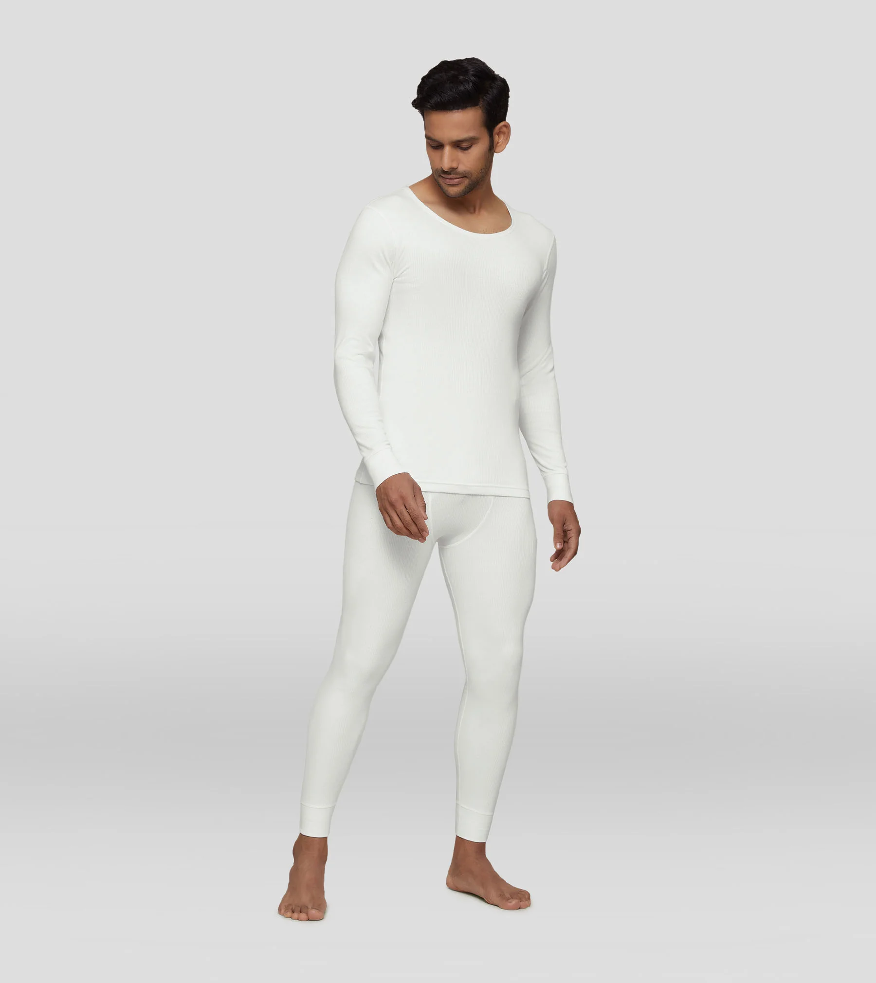 Cotton Rich Long Sleeve Thermal Set Ivory White - Image 2