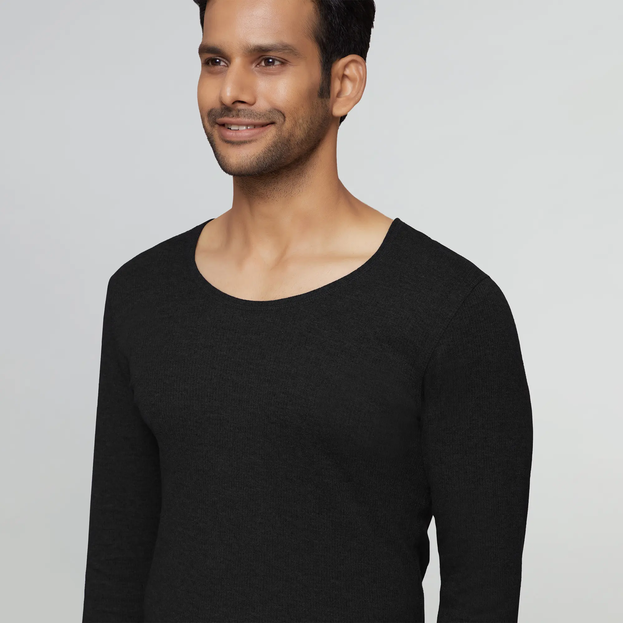 Cotton Rich Thermal Long Sleeve Vest Pitch Black - Image 4
