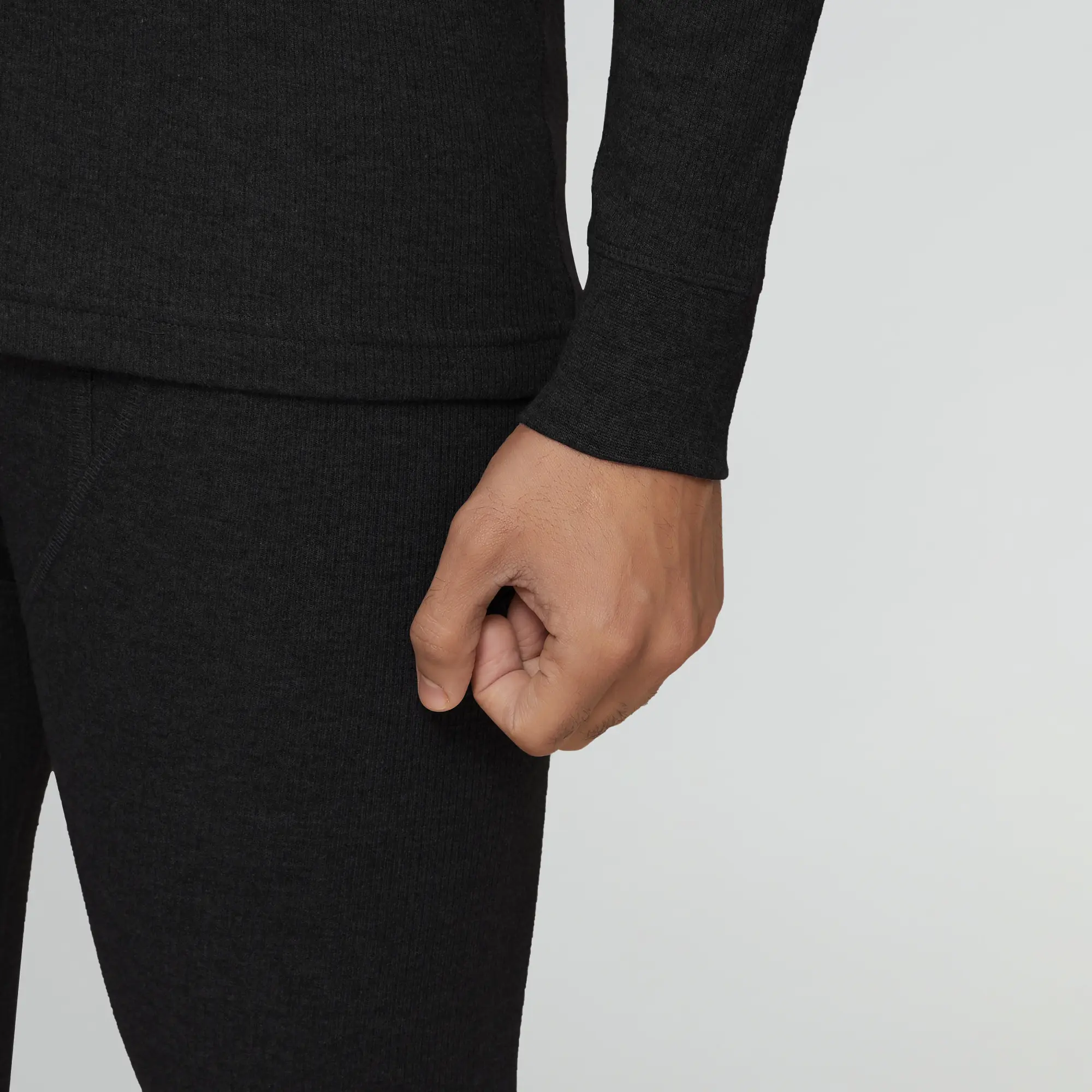 Cotton Rich Thermal Long Sleeve Vest Pitch Black - Image 6