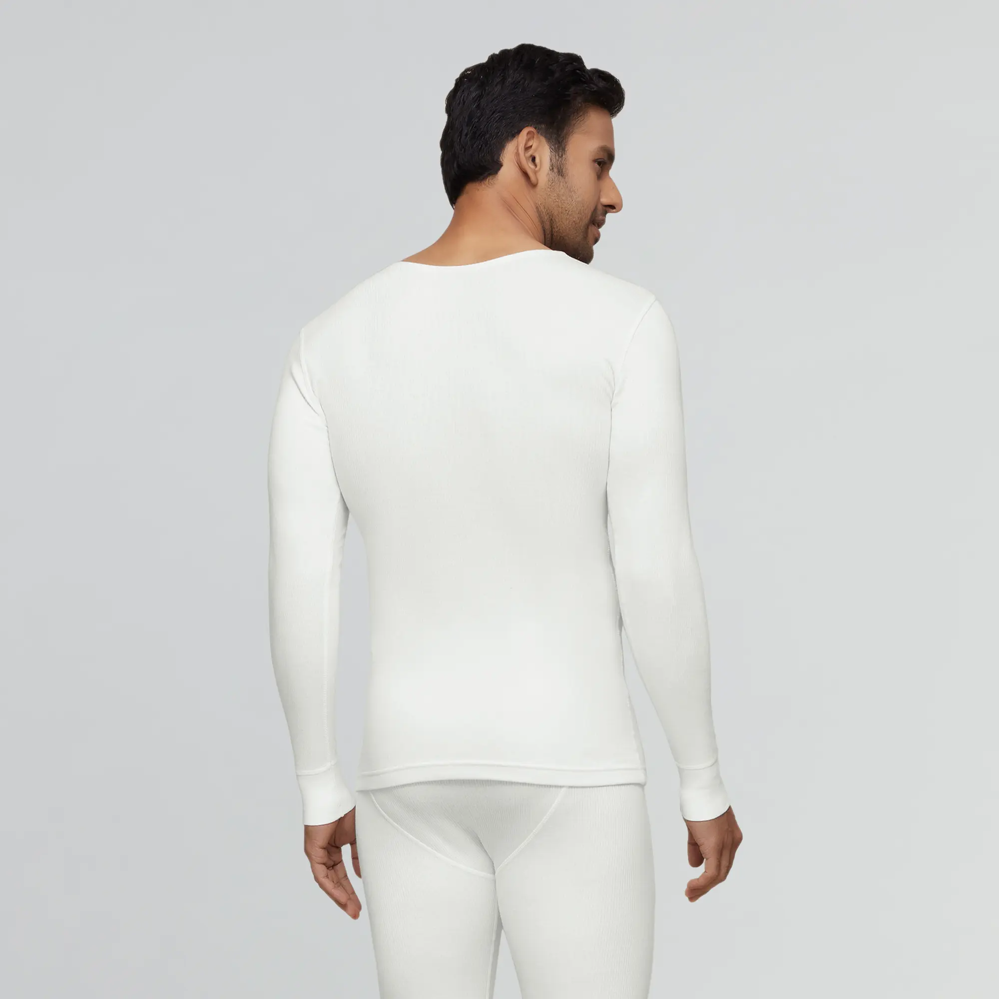 Cotton Rich Thermal Long Sleeve Vest Ivory White - Image 5