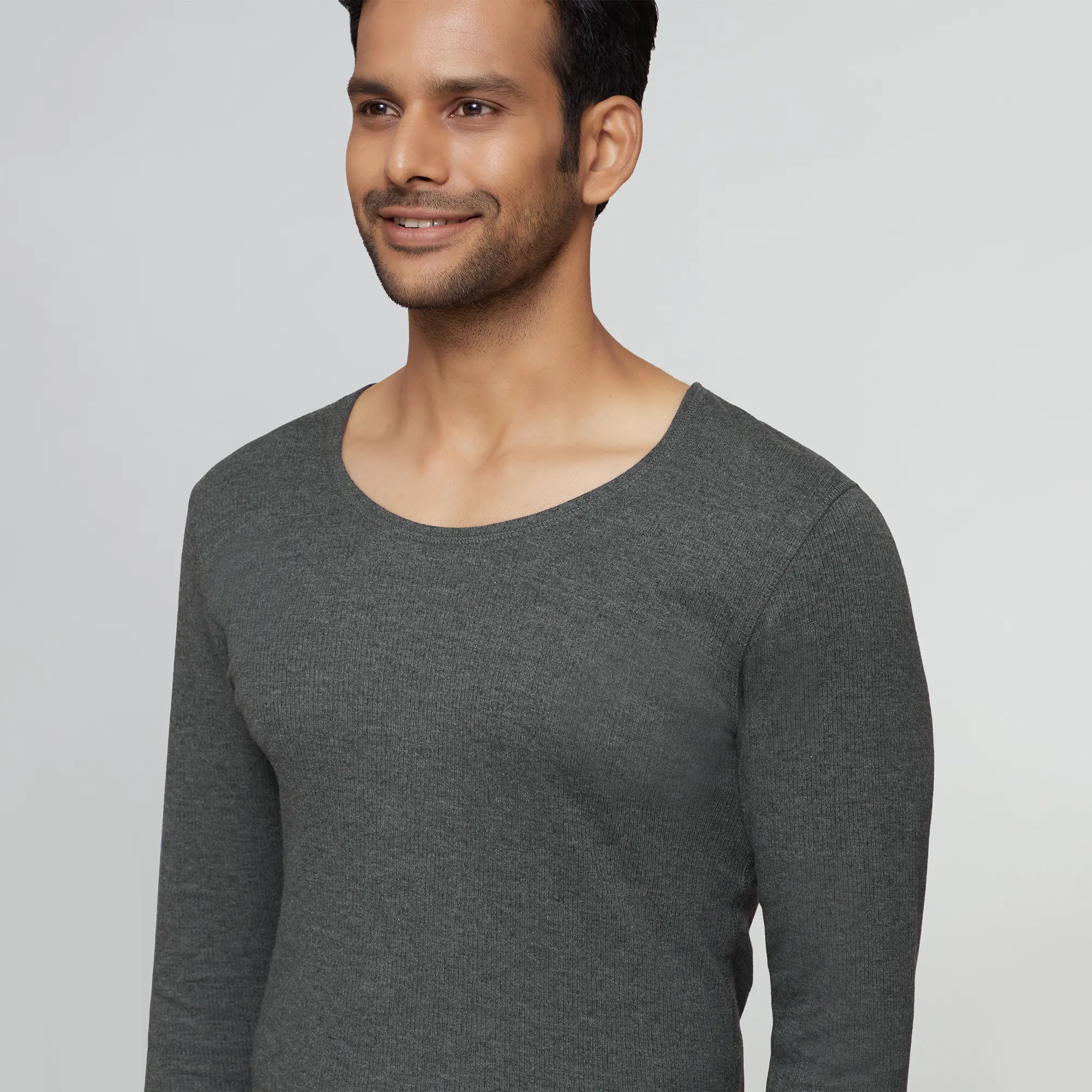 Cotton Rich Thermal Long Sleeve Vest Graphite Grey - Image 4