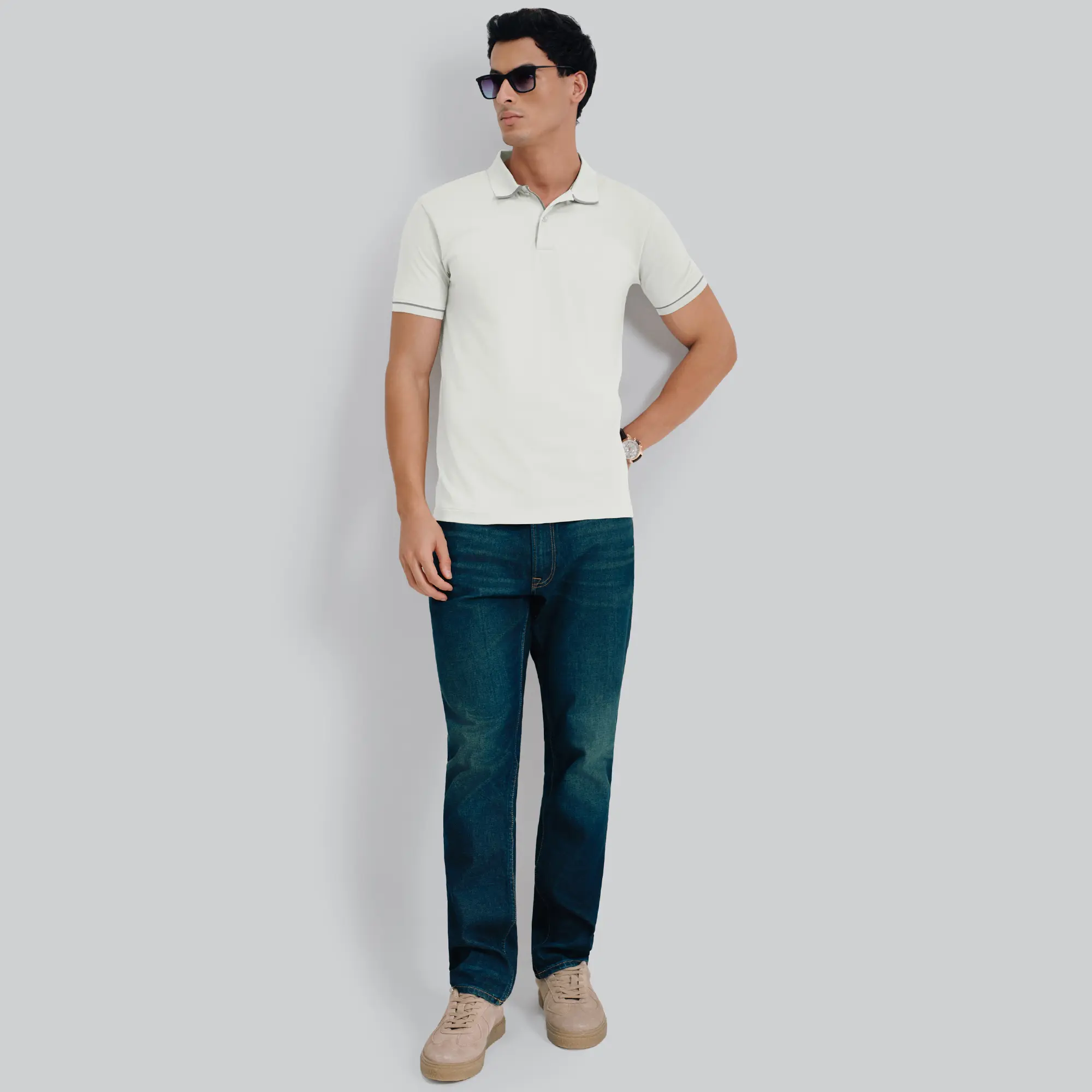 Pique Polo T-shirt - Almond White - Image 2