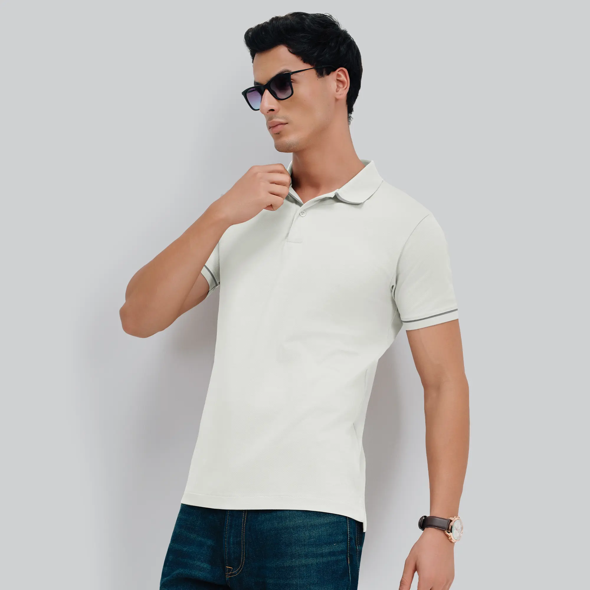 Pique Polo T-shirt - Almond White - Image 4