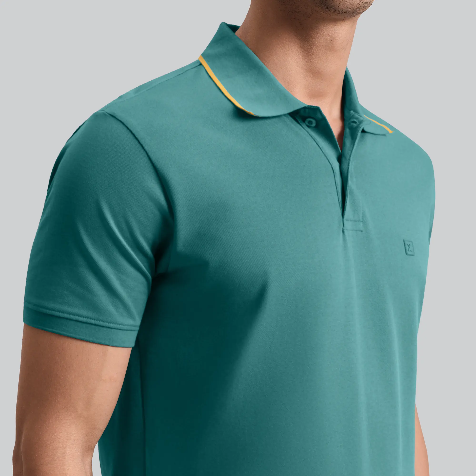 Pique Polo T-shirt - Aqua Green - Image 2