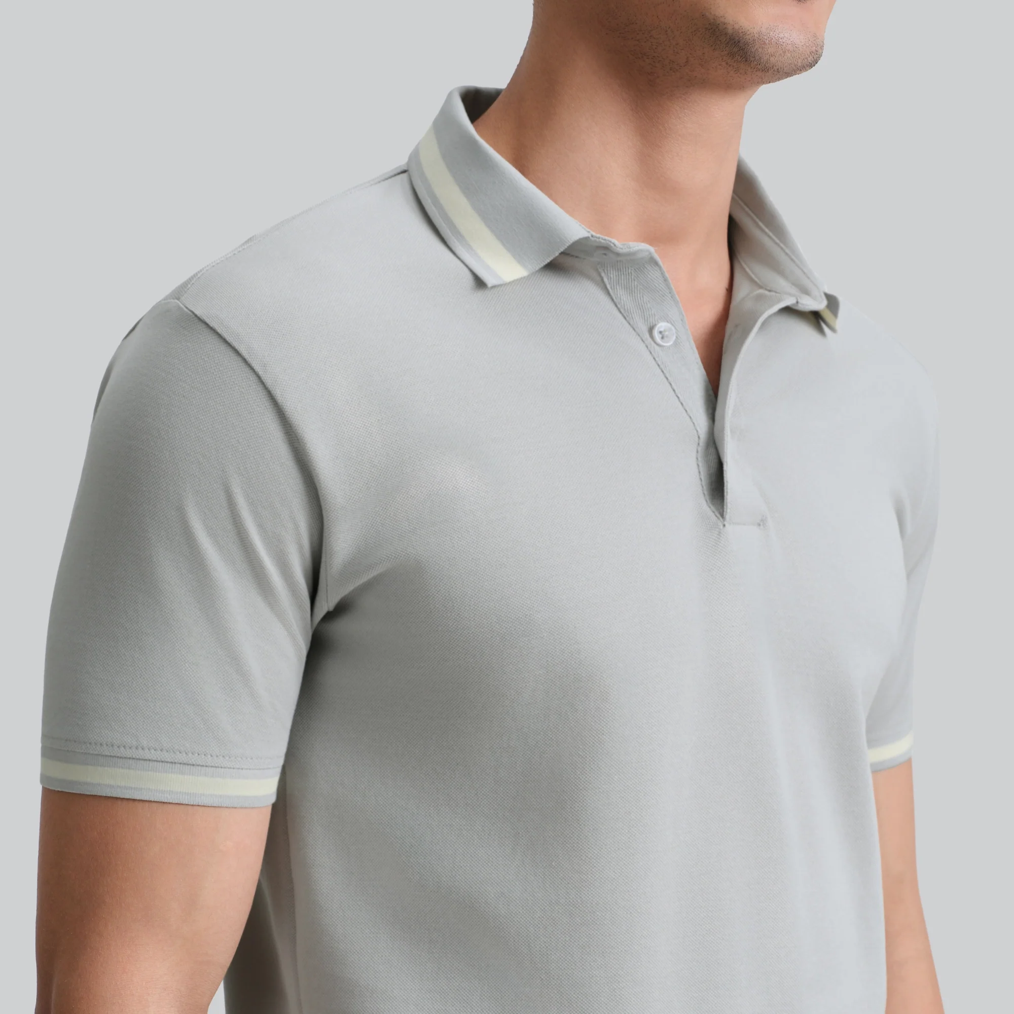 Pique Polo T-shirt - Grey Mist - Image 4