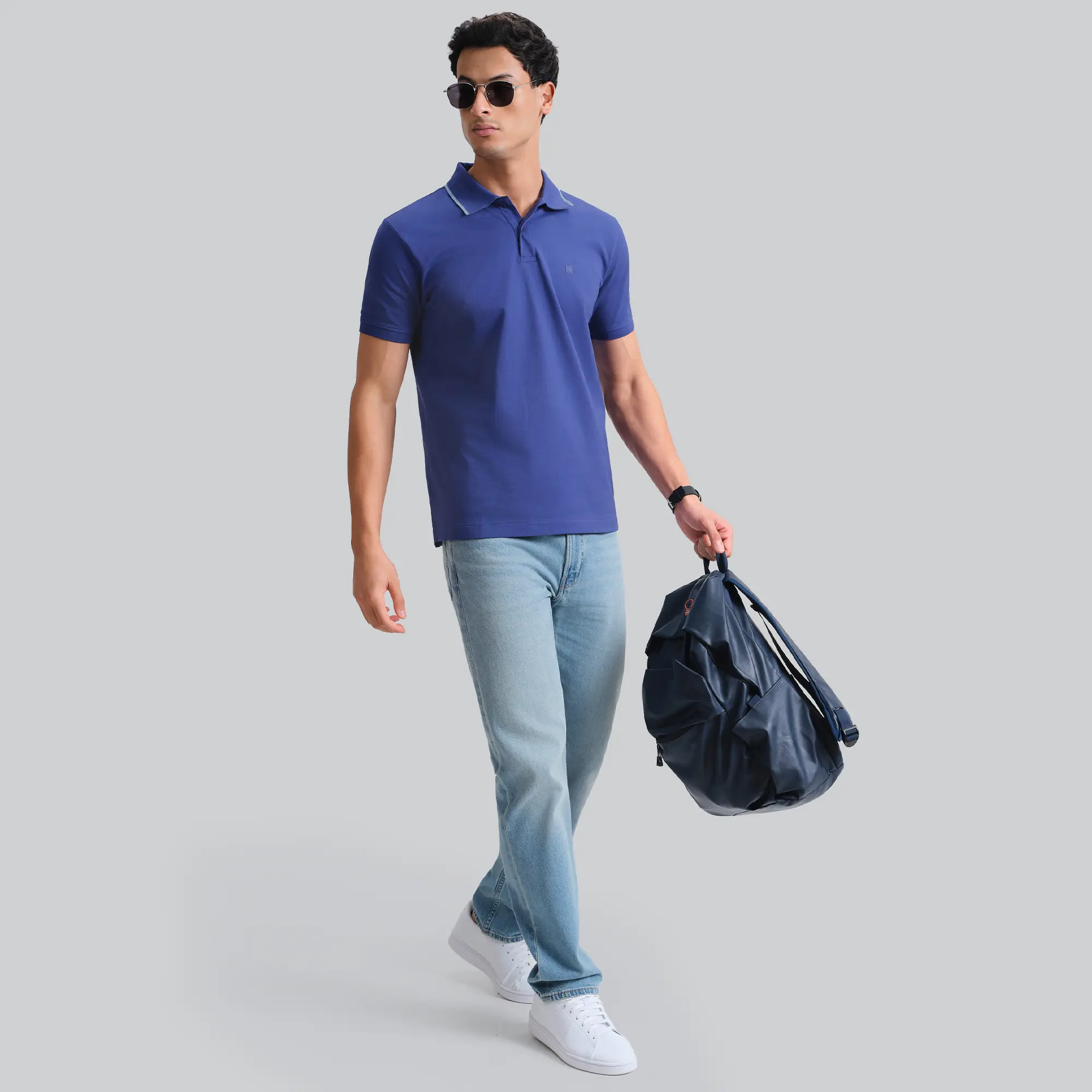 Pique Polo T-shirt - Iris Blue - Image 3