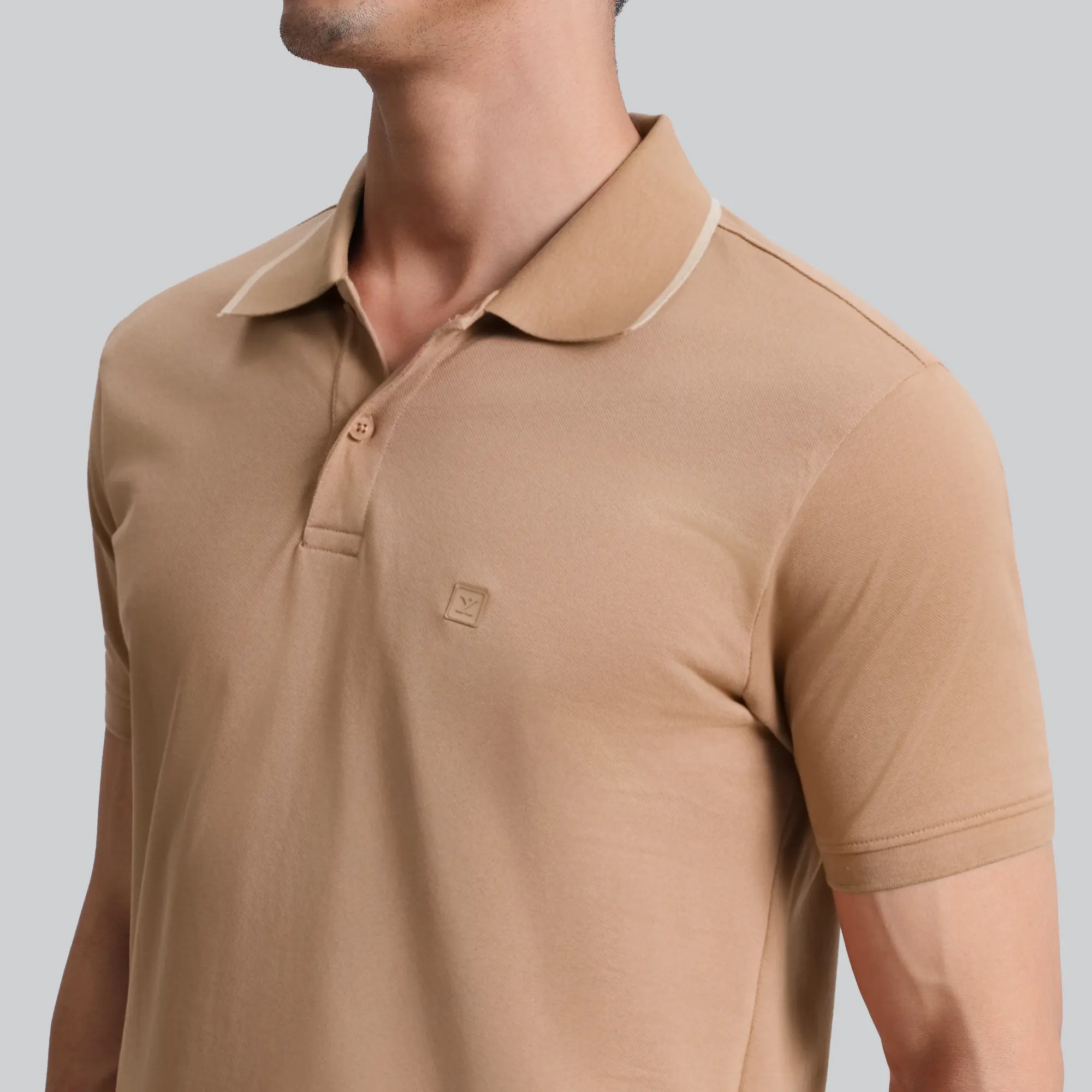 Pique Polo T-shirt - Mocha Brown - Image 2