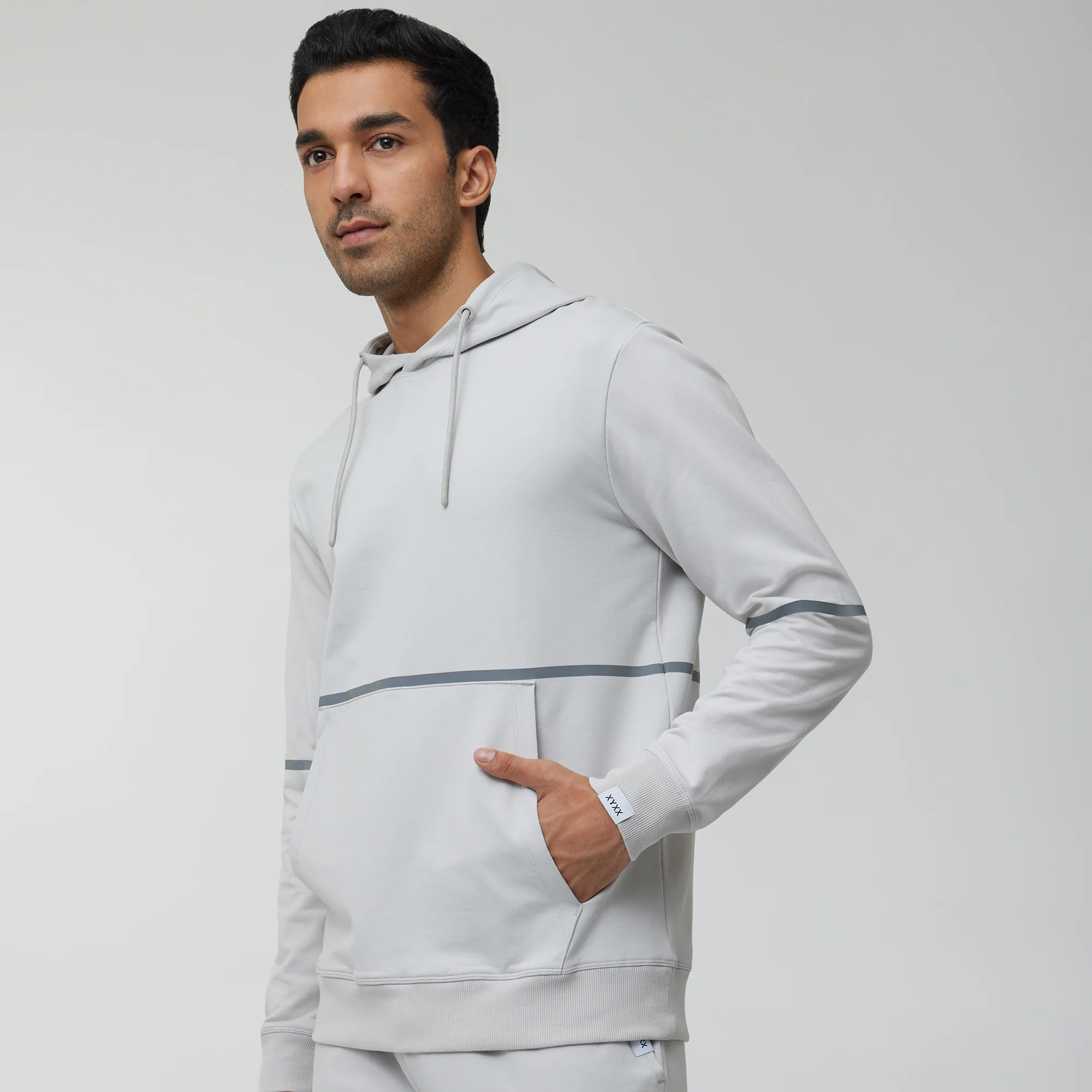 Ascent French Terry Cotton Blend Hoodie and Joggers Co-Ord Chrome White - Image 4