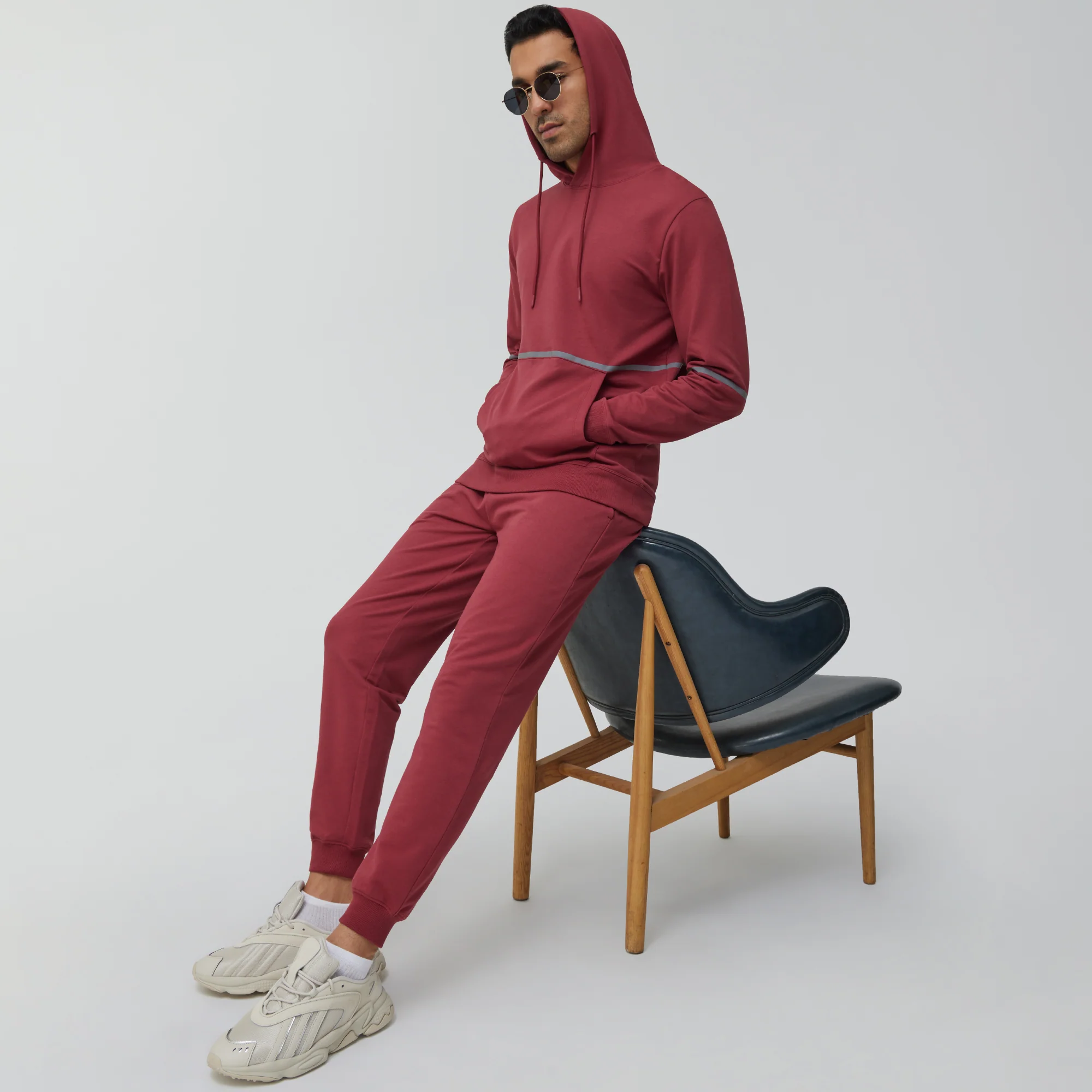 Ascent French Terry Cotton Blend Hoodie and Joggers Co-Ord Crimson Red - Image 2