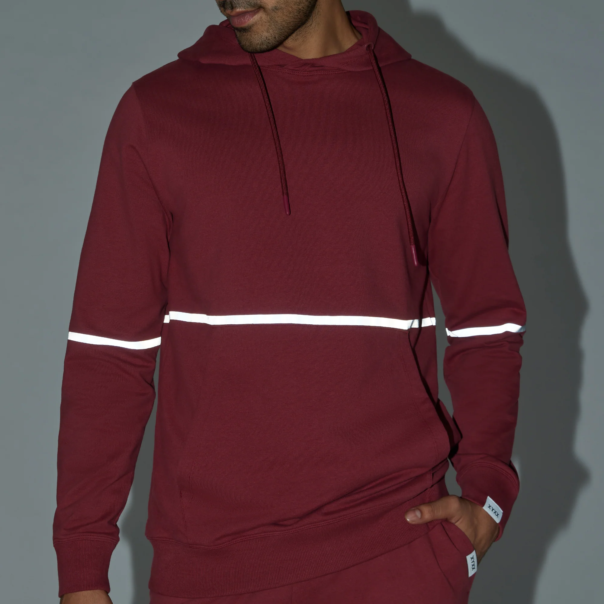 Ascent French Terry Cotton Blend Hoodie and Joggers Co-Ord Crimson Red - Image 6