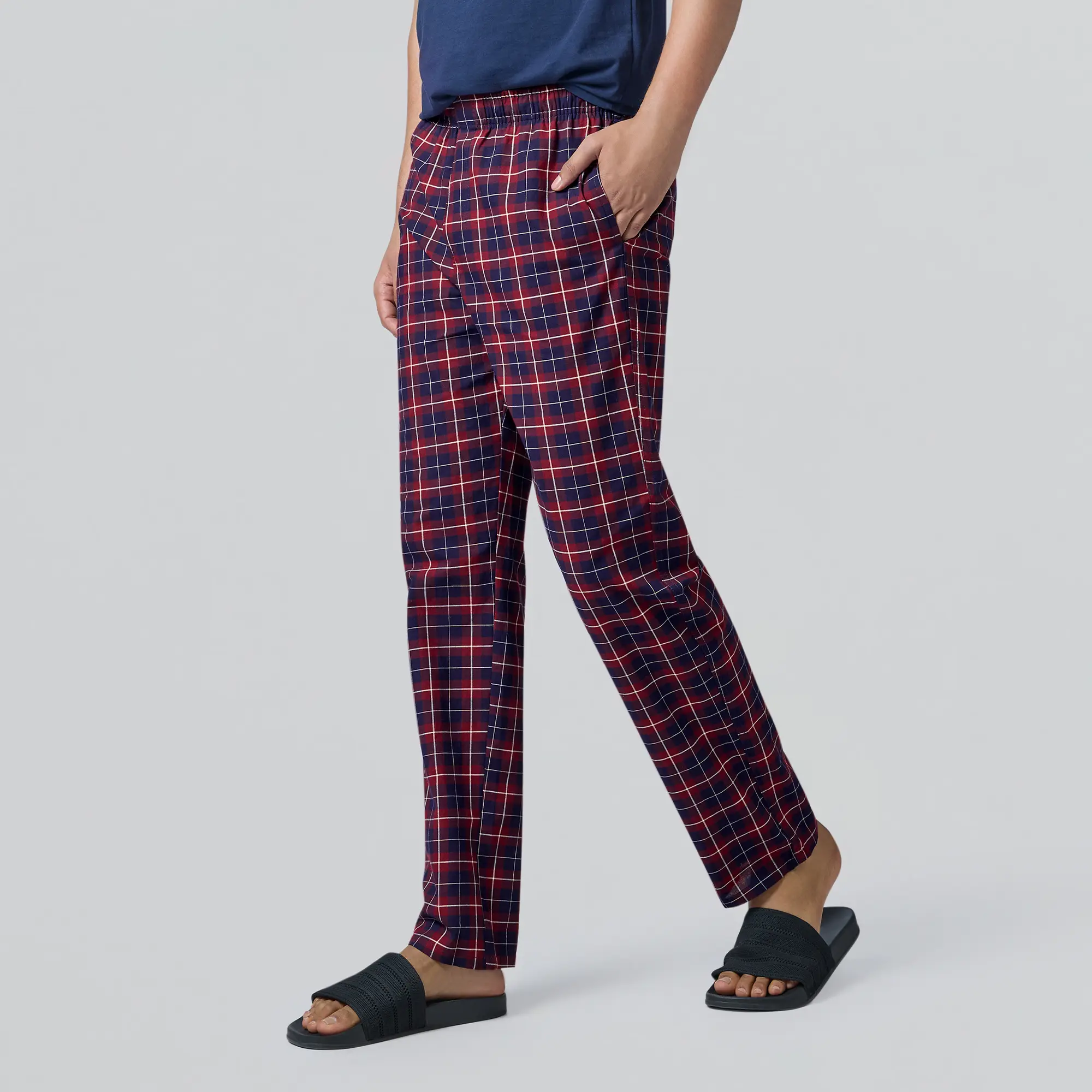 Checkmate Combed Cotton Pyjamas Autumn Maroon - Image 3