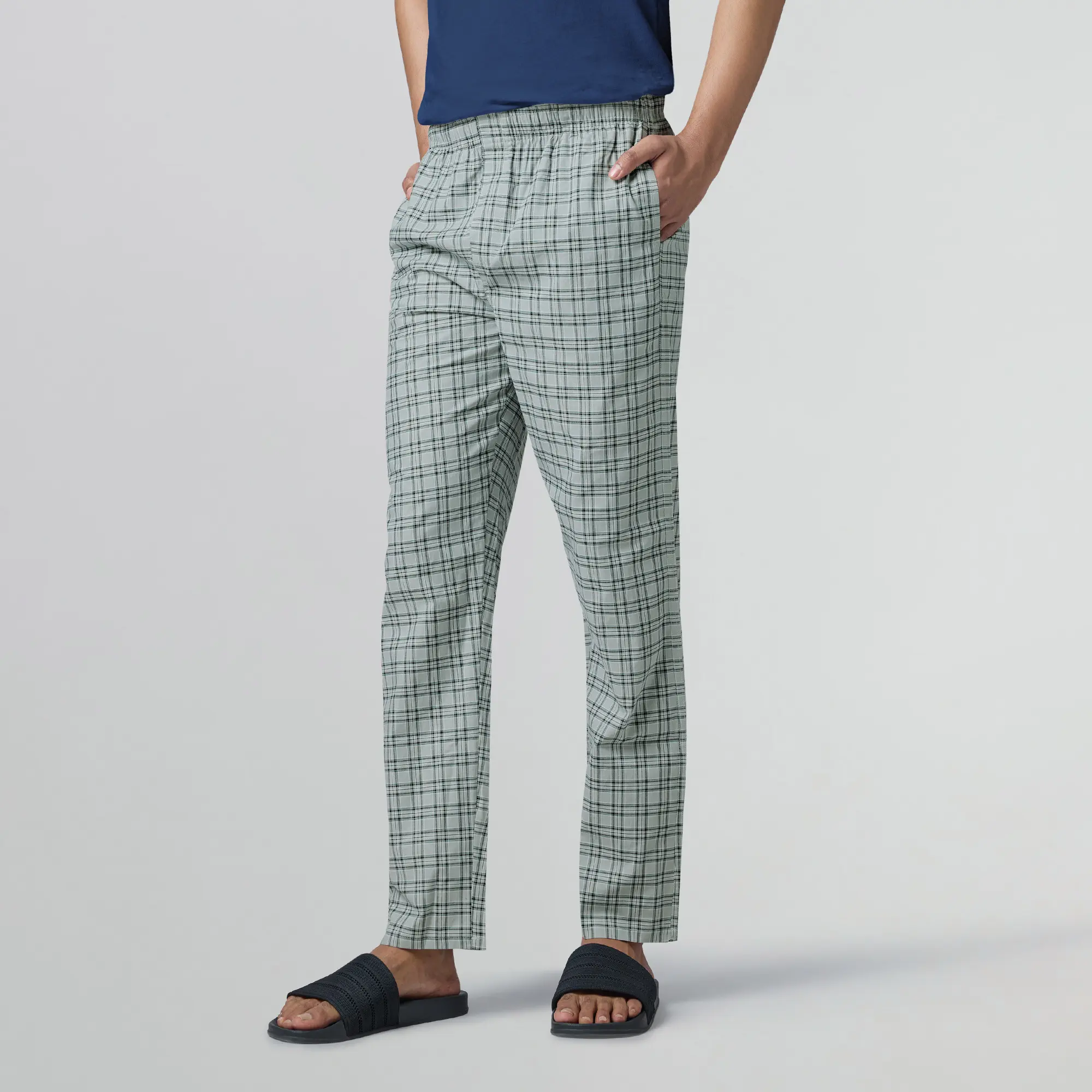 Checkmate Combed Cotton Pyjamas Frost Grey - Image 2