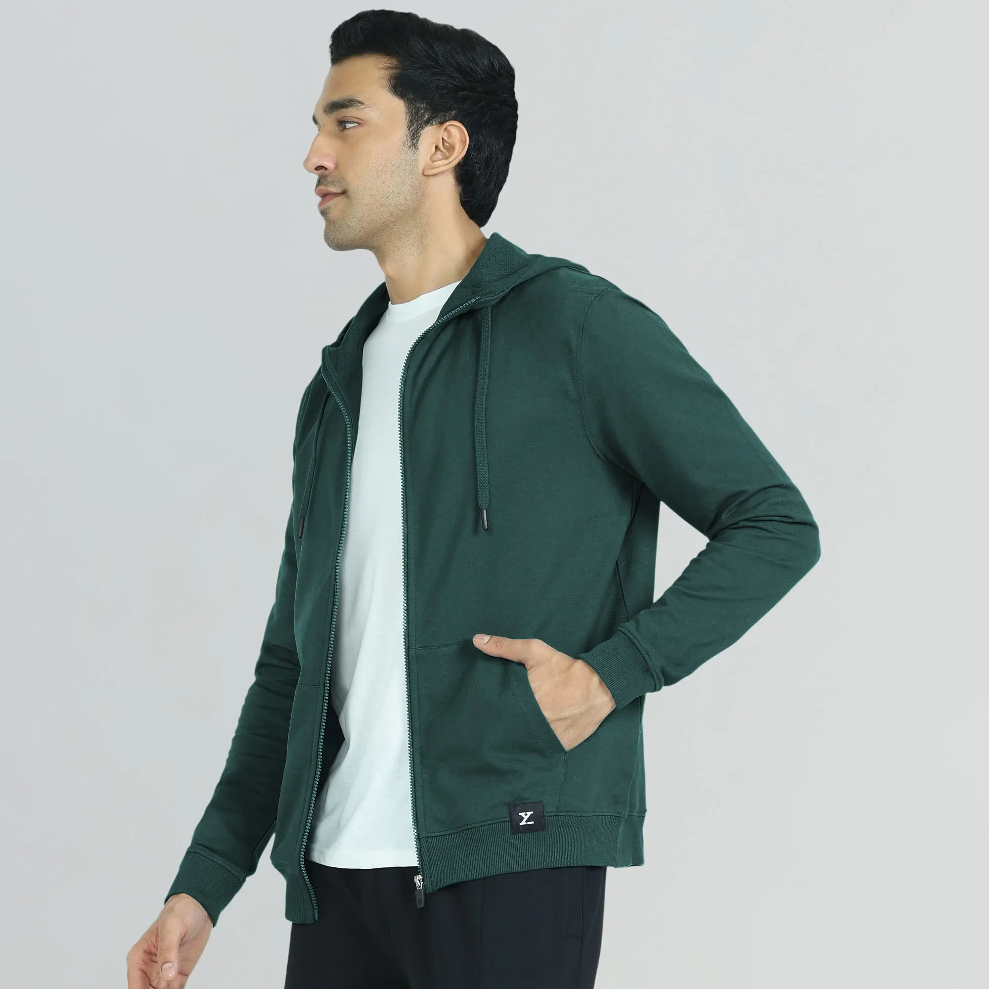 Cruze French Terry Cotton Hoodie Jackets Forest Green - Image 3