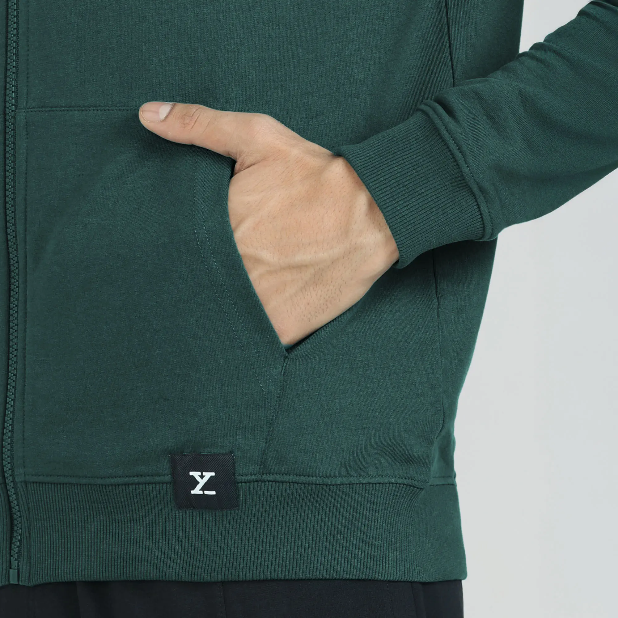 Cruze French Terry Cotton Hoodie Jackets Forest Green - Image 5