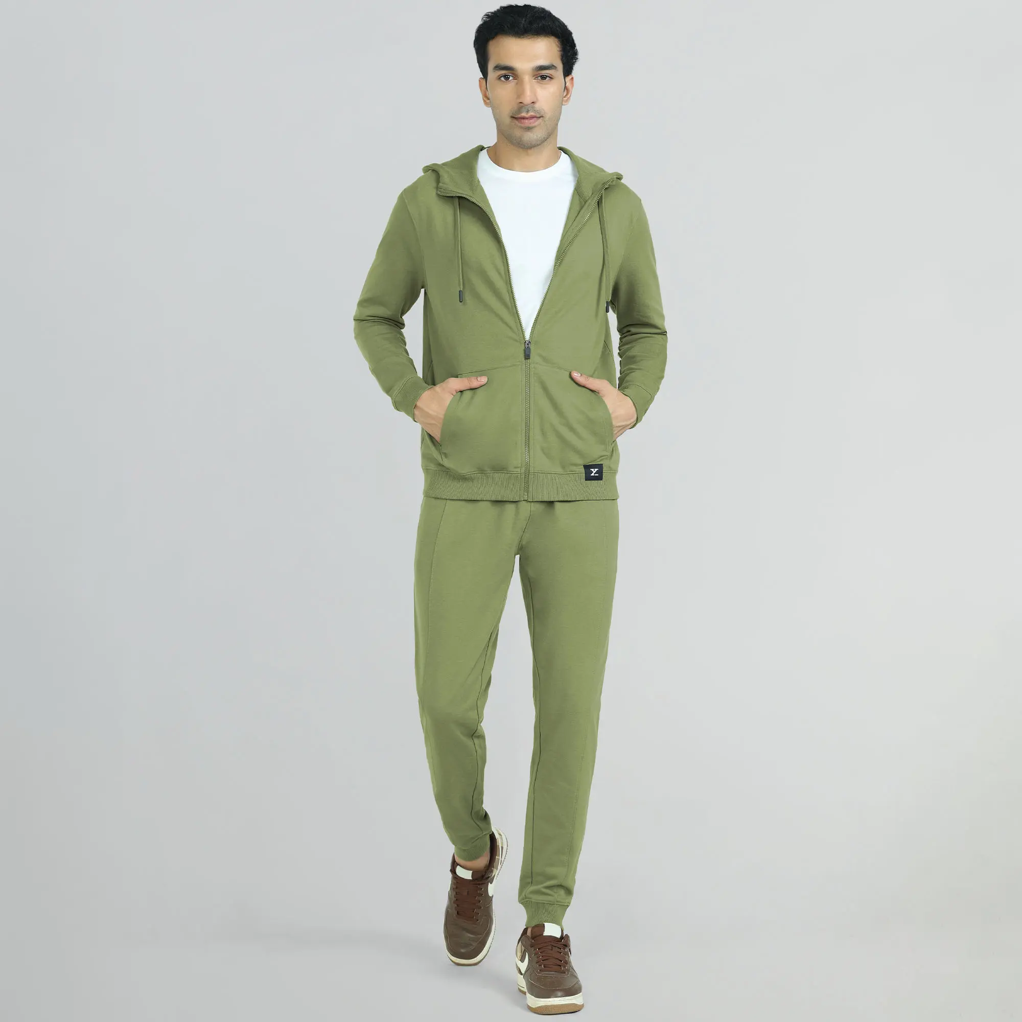 Cruze French Terry Cotton Hoodie Jackets Olive Green - Image 2