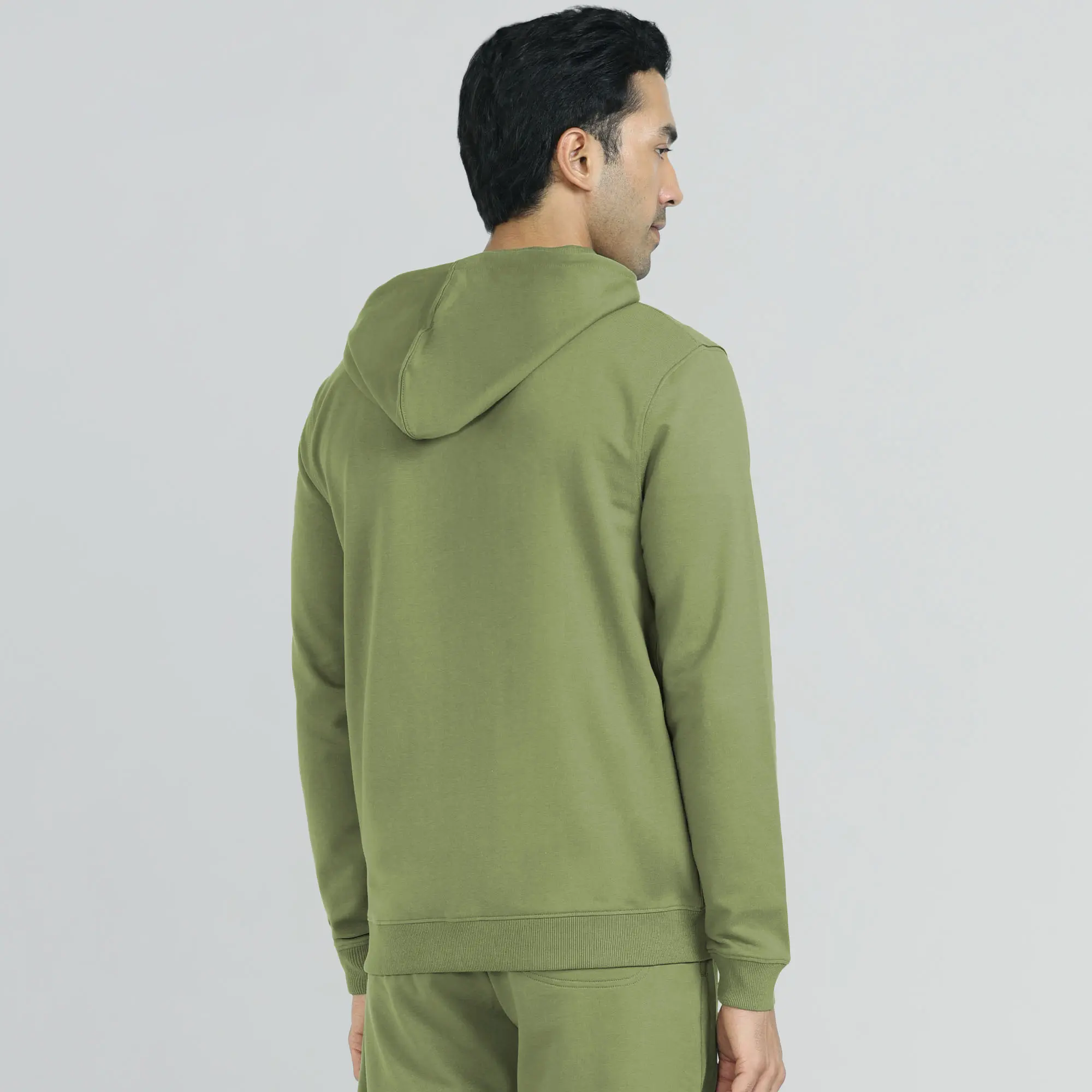 Cruze French Terry Cotton Hoodie Jackets Olive Green - Image 4
