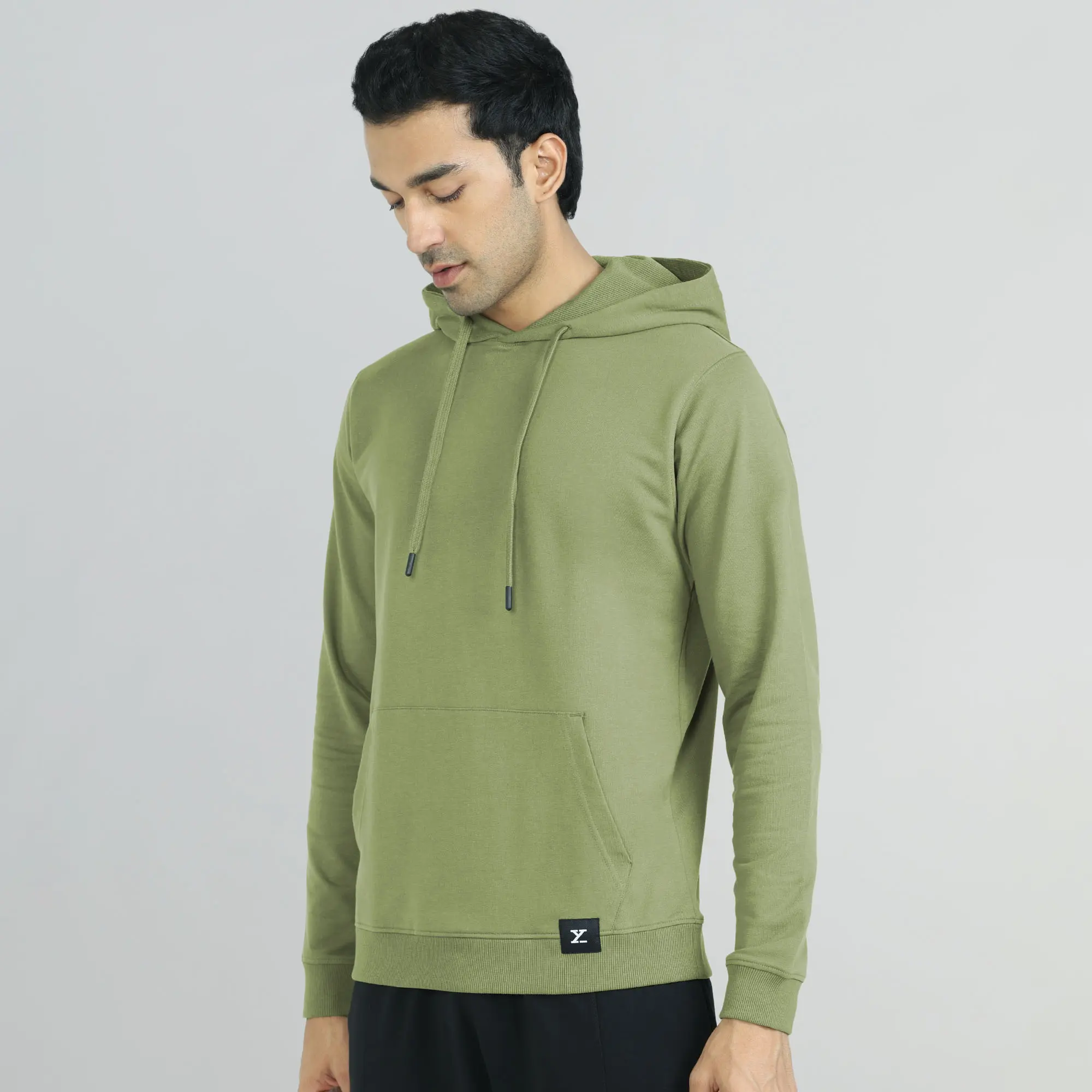 Cruze French Terry Cotton Hoodies Olive Green - Image 3