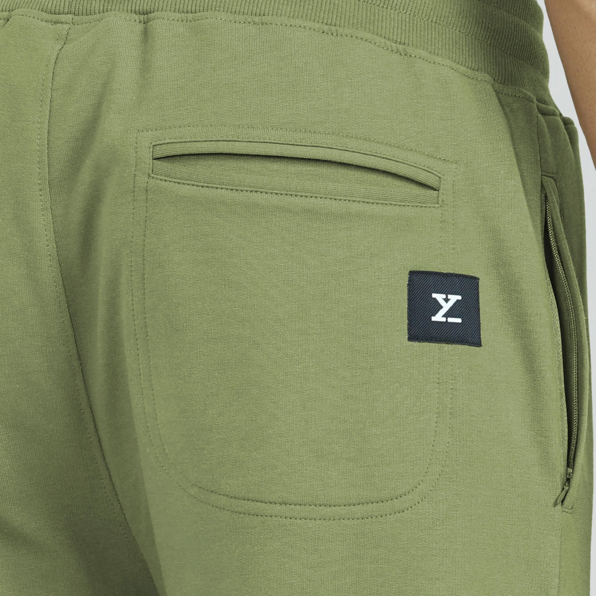 Cruze French Terry Cotton Joggers Olive Green - Image 5