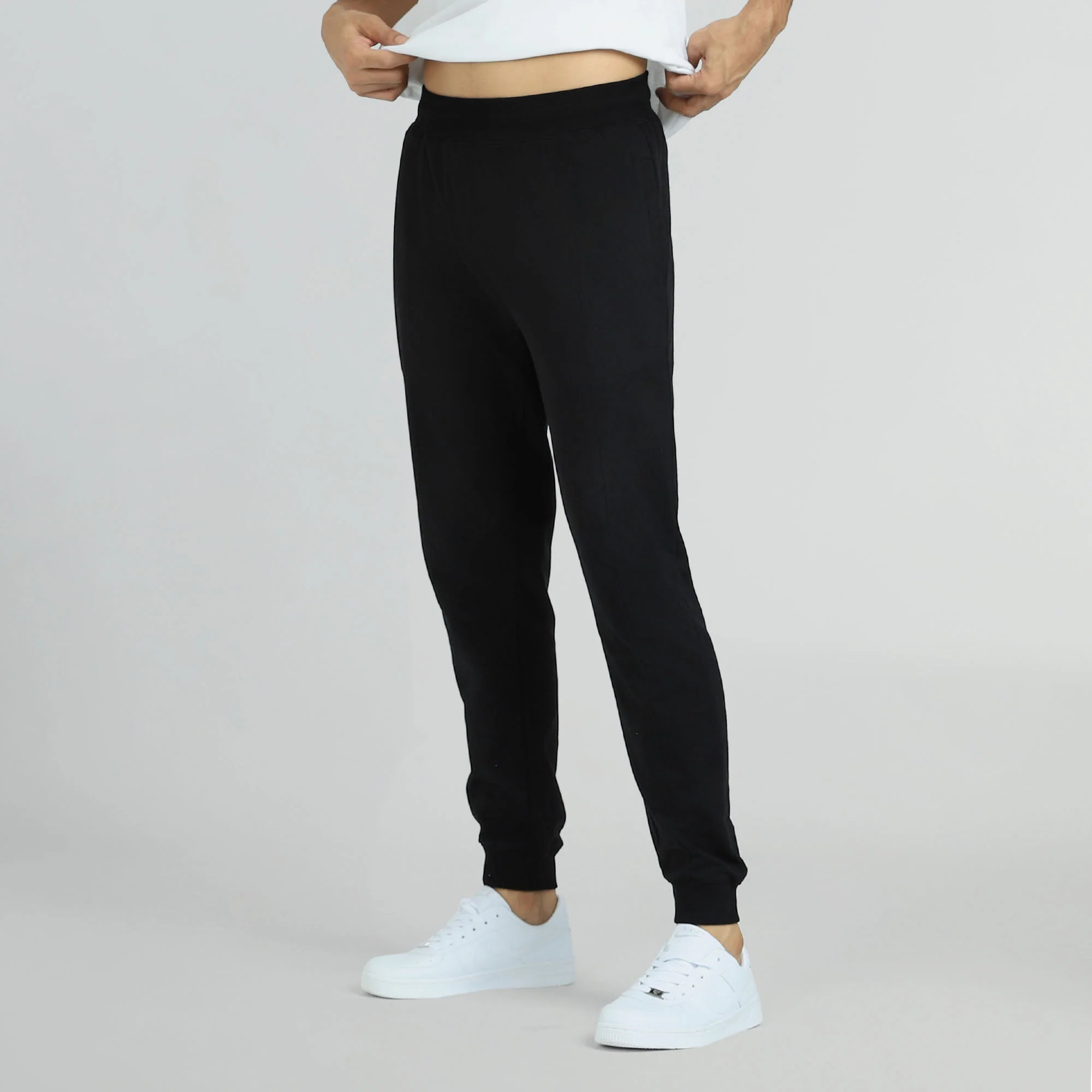Cruze French Terry Cotton Joggers Pitch Black - Image 3