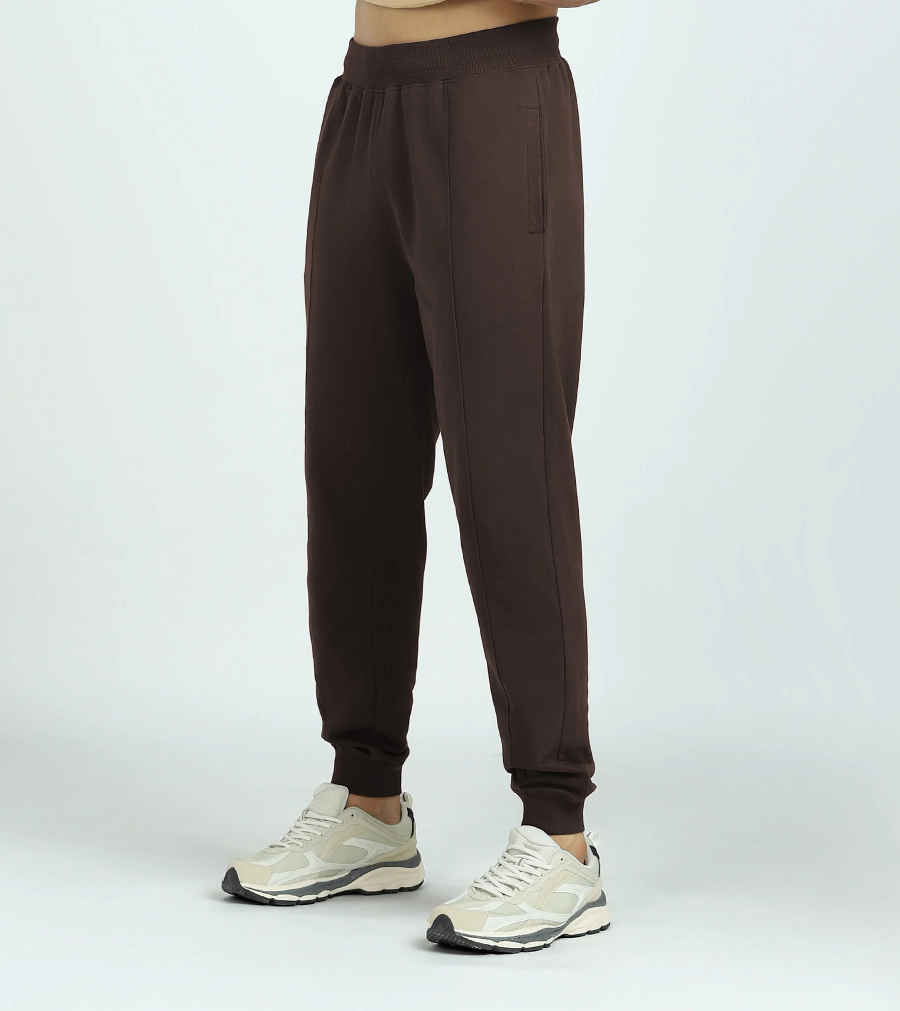 Cruze French Terry Cotton Zip-Up Jacket and Joggers Co-Ord Set Malt Brown - Image 4