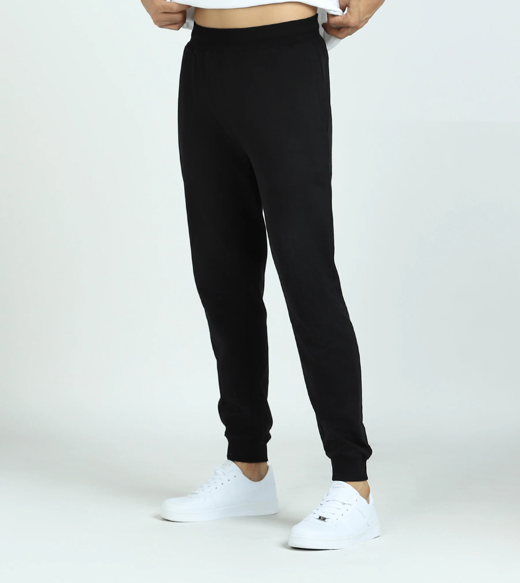 Cruze French Terry Cotton Zip-Up Jacket and Joggers Co-Ord Set Pitch Black - Image 4