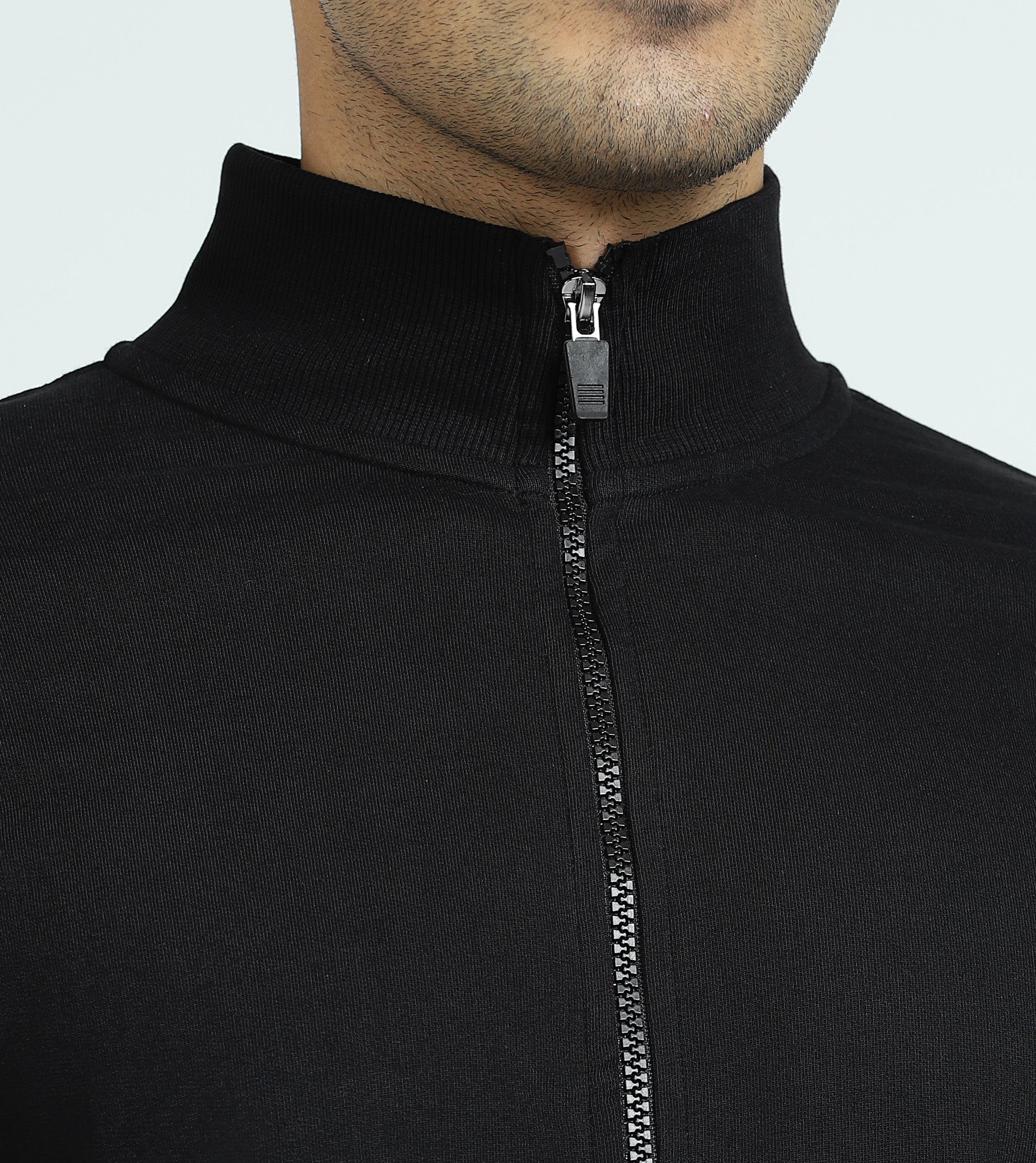 Cruze French Terry Cotton Zip-Up Jacket and Joggers Co-Ord Set Pitch Black - Image 5