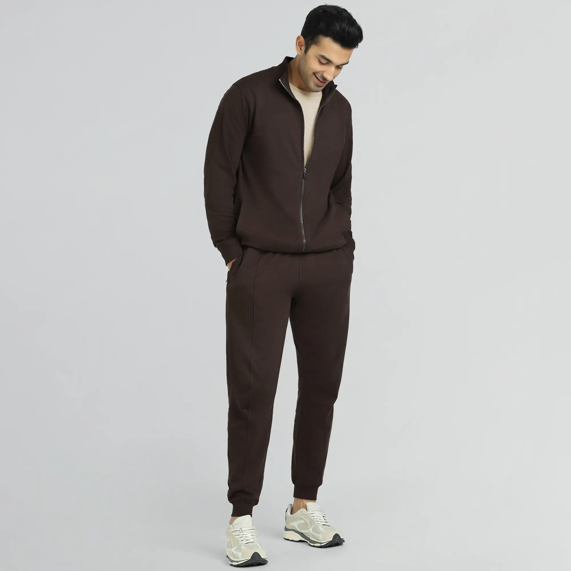 Cruze French Terry Cotton Zip Ups Malt Brown - Image 2