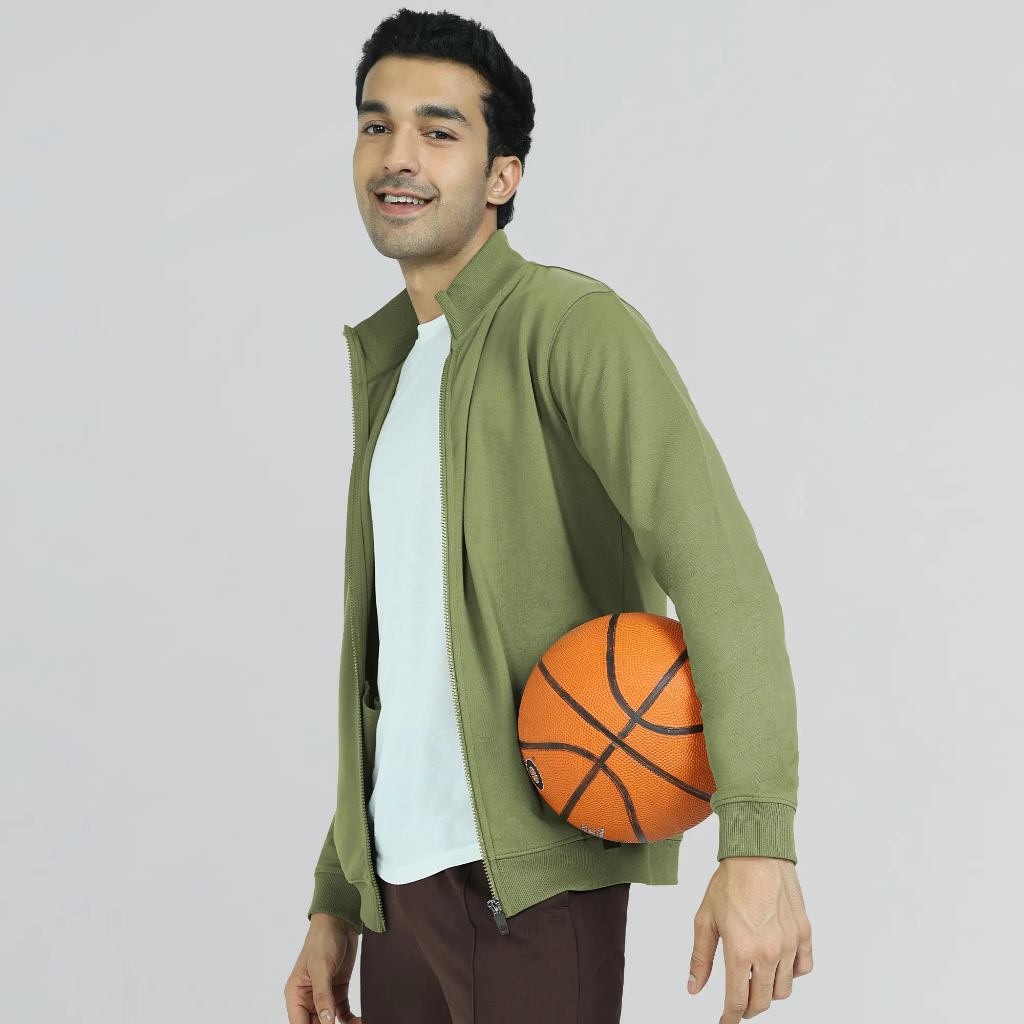 Cruze French Terry Cotton Zip Ups Olive Green - Image 6