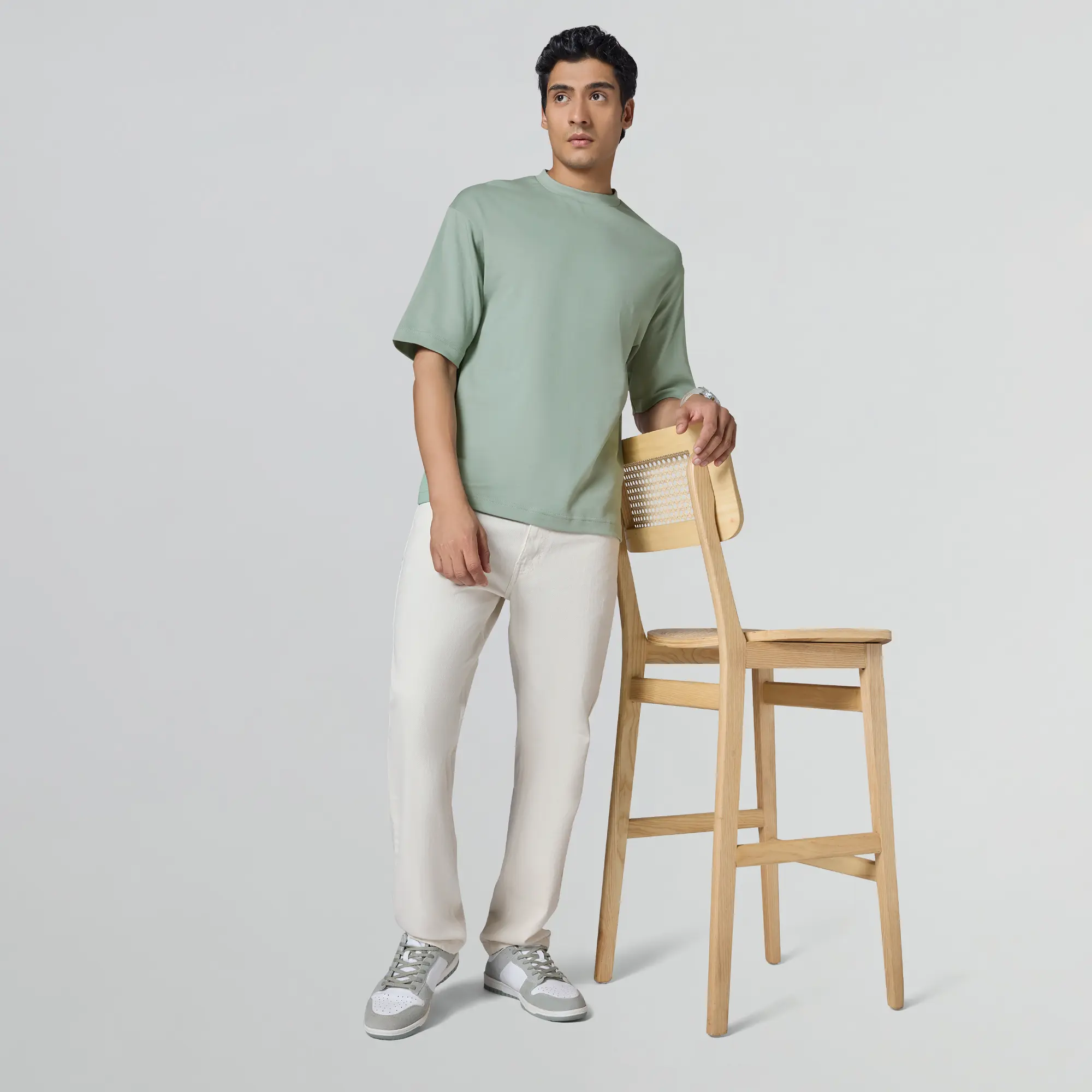 Drift Cotton Oversized T-shirts Sage Green - Image 4