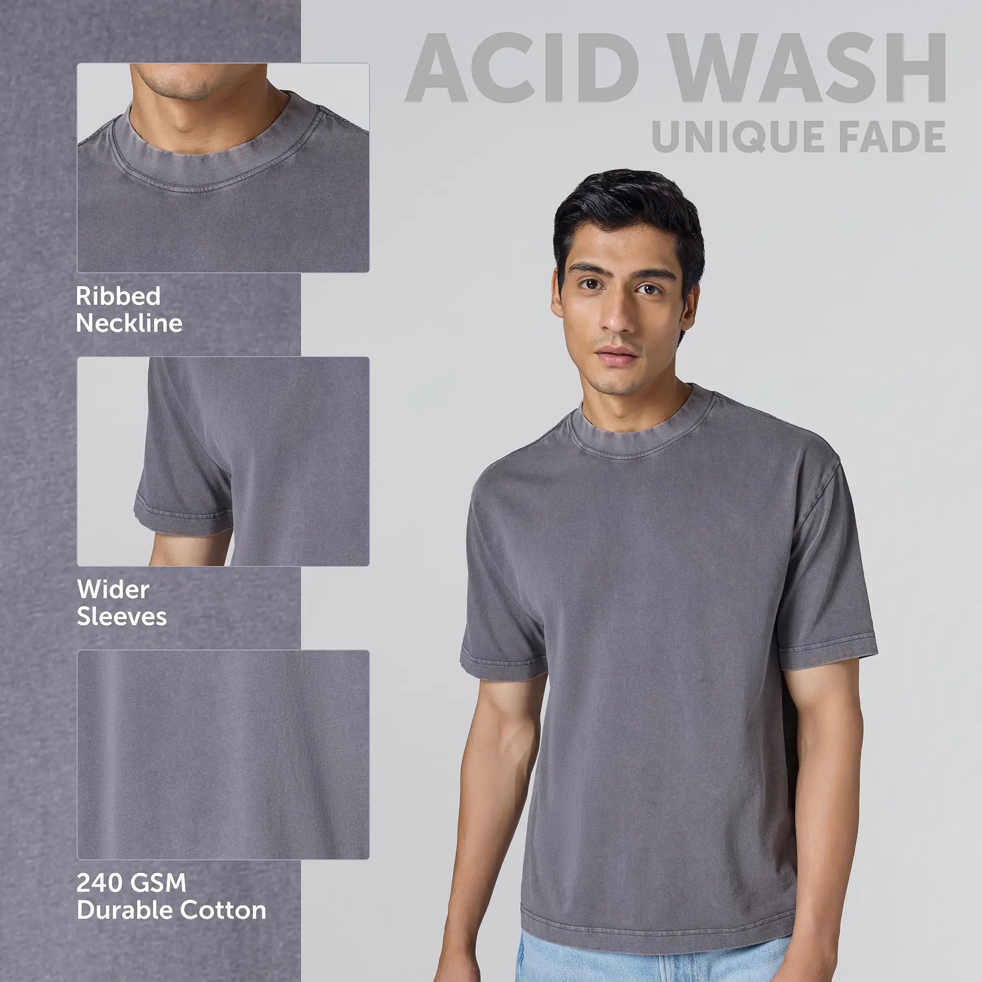 Haze Relaxed Fit Washed T-shirt - Graphite Grey - Image 2