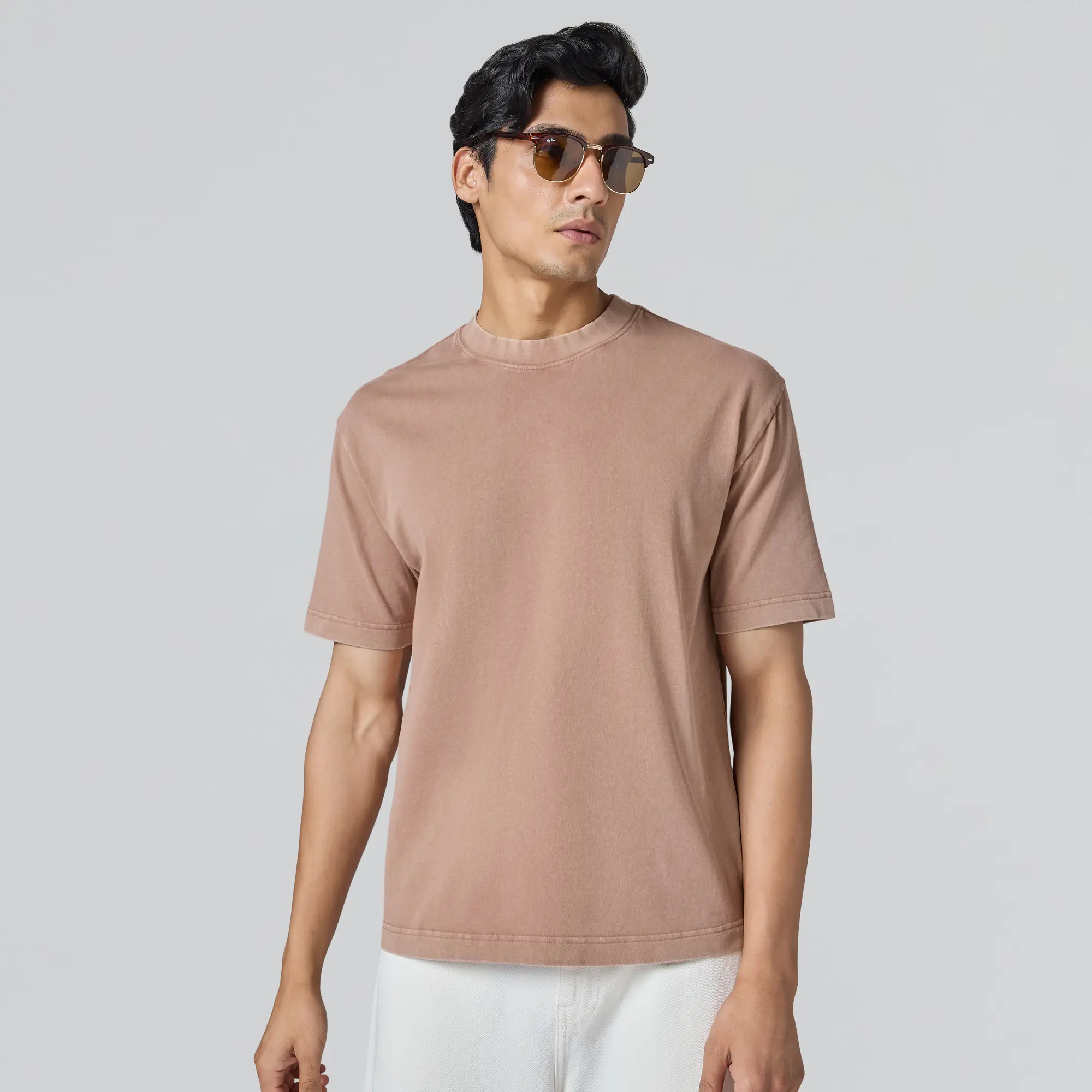 Haze Relaxed Fit Washed T-shirt - Mocha Brown - Image 5