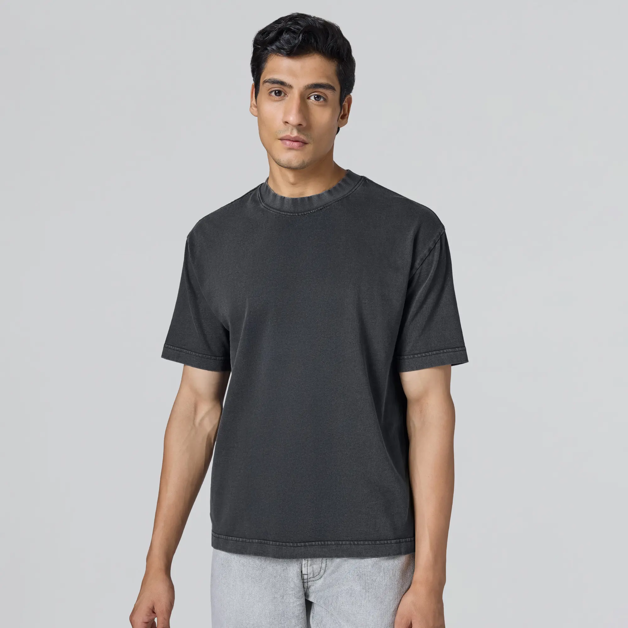 Haze Relaxed Fit Washed T-shirt - Pitch Black - Image 5