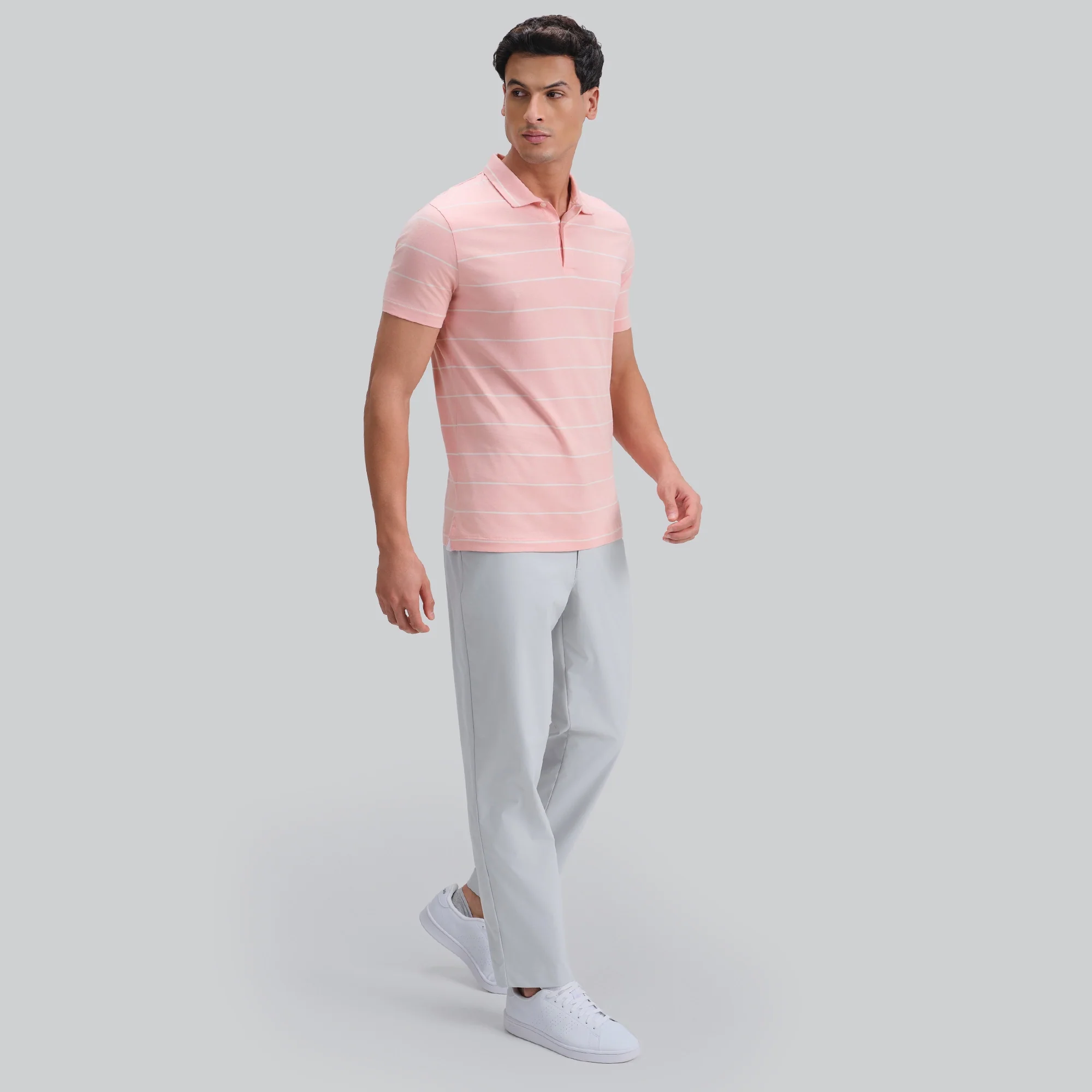 Linea Cotton Polo T-shirt - Coral Pink - Image 3