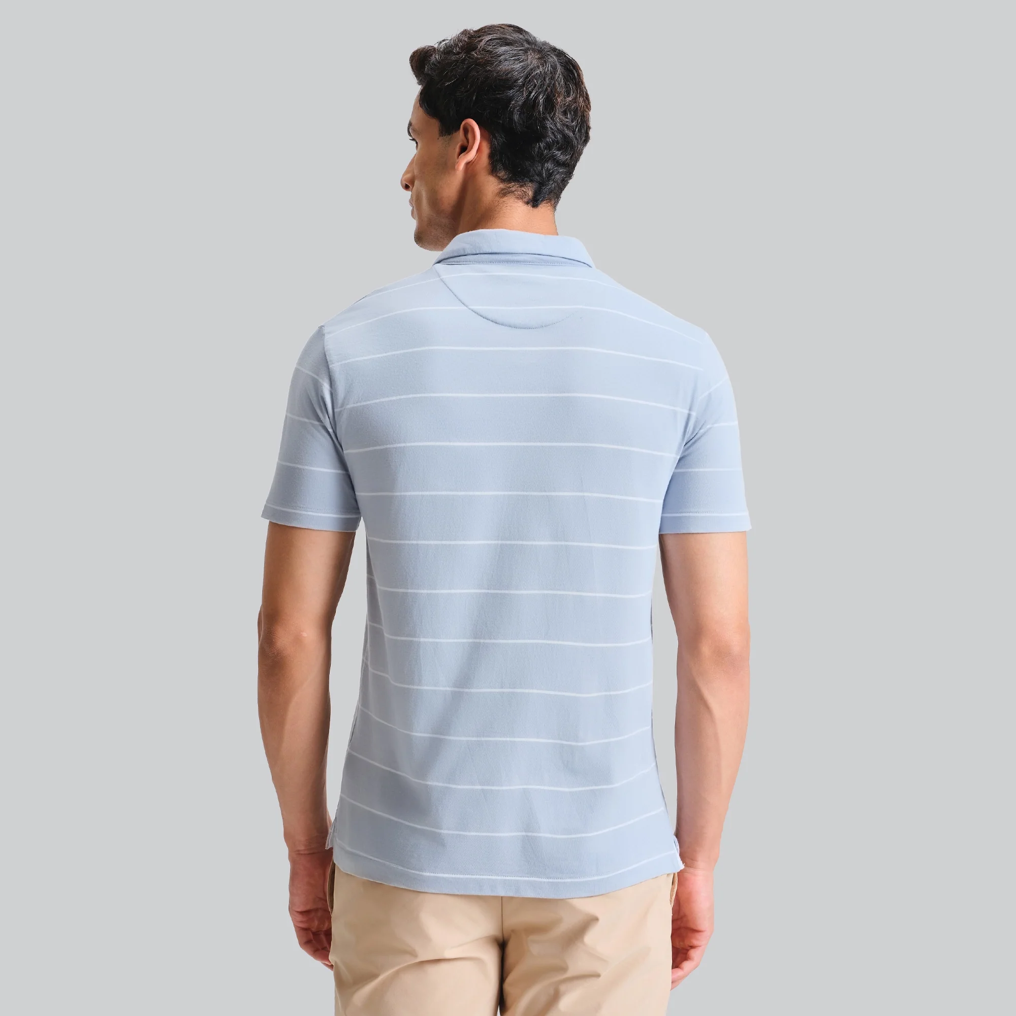 Linea Cotton Polo T-shirt - Sky Blue - Image 6