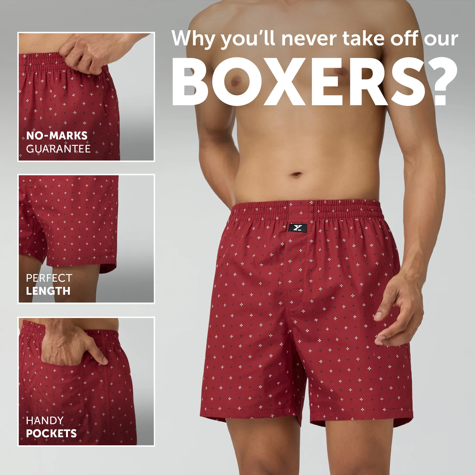 Astor Lounge Inner Boxers Starry Maroon - Image 2
