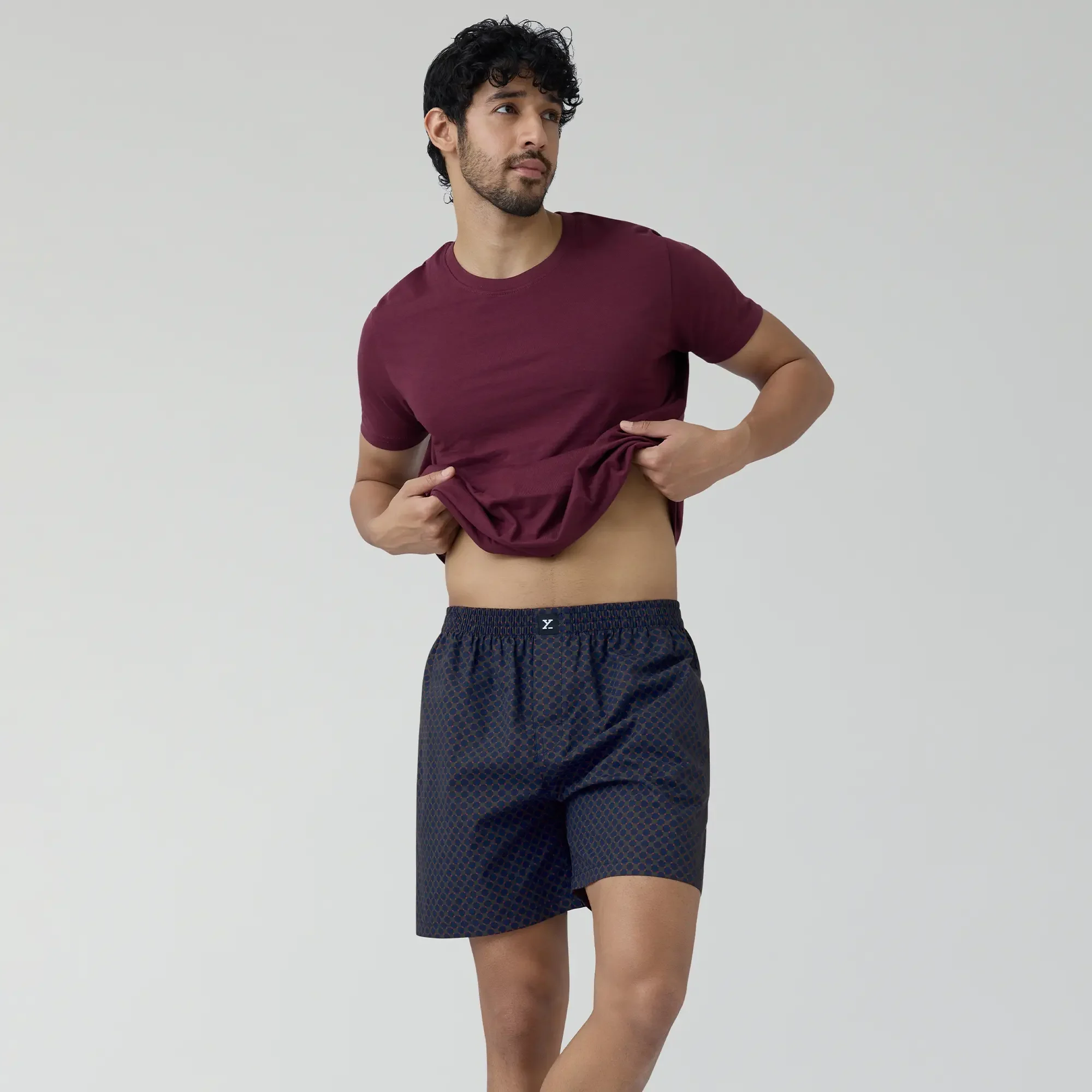 Astor Combed Cotton Boxer Shorts Blue Circle - Image 3